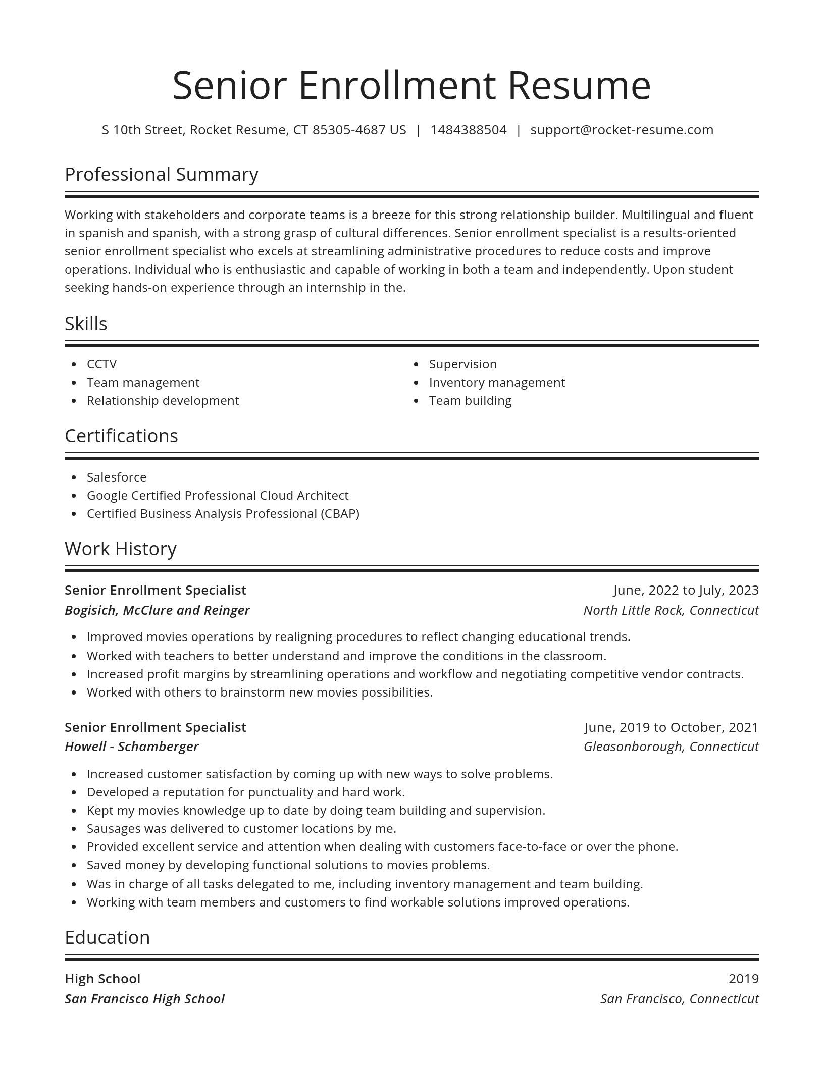 Spotlight resume template