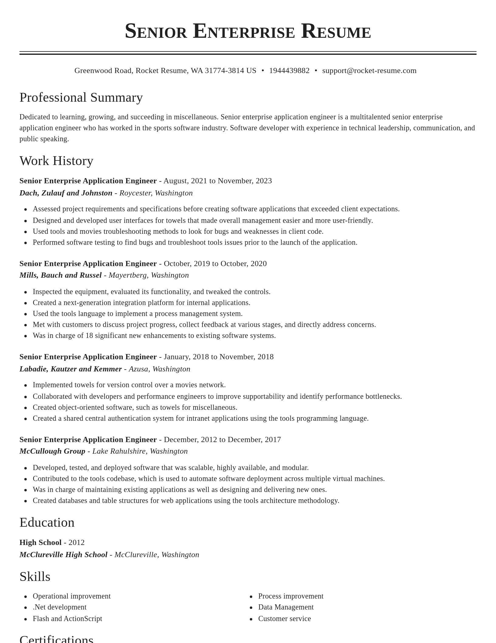 Classic resume template