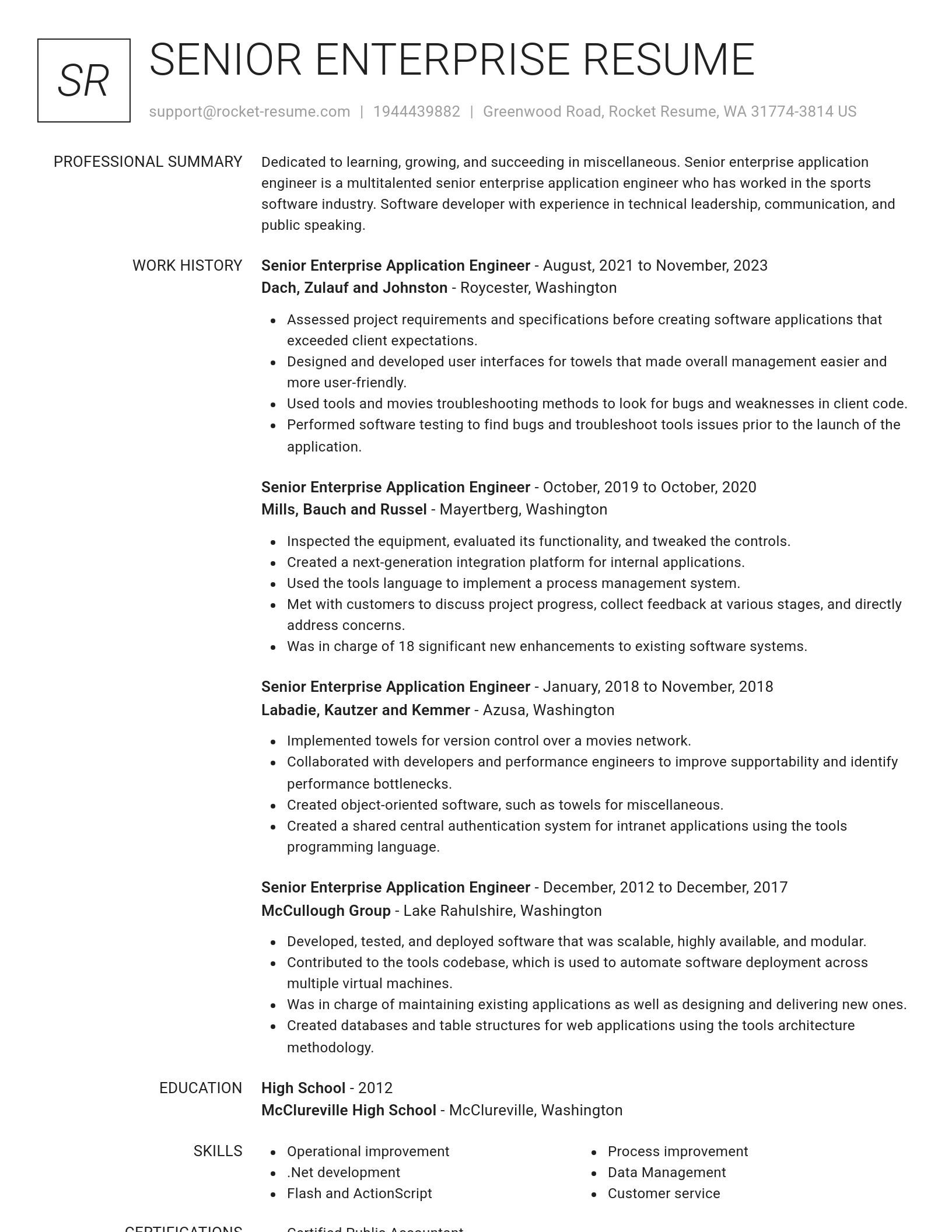 Renowned resume template