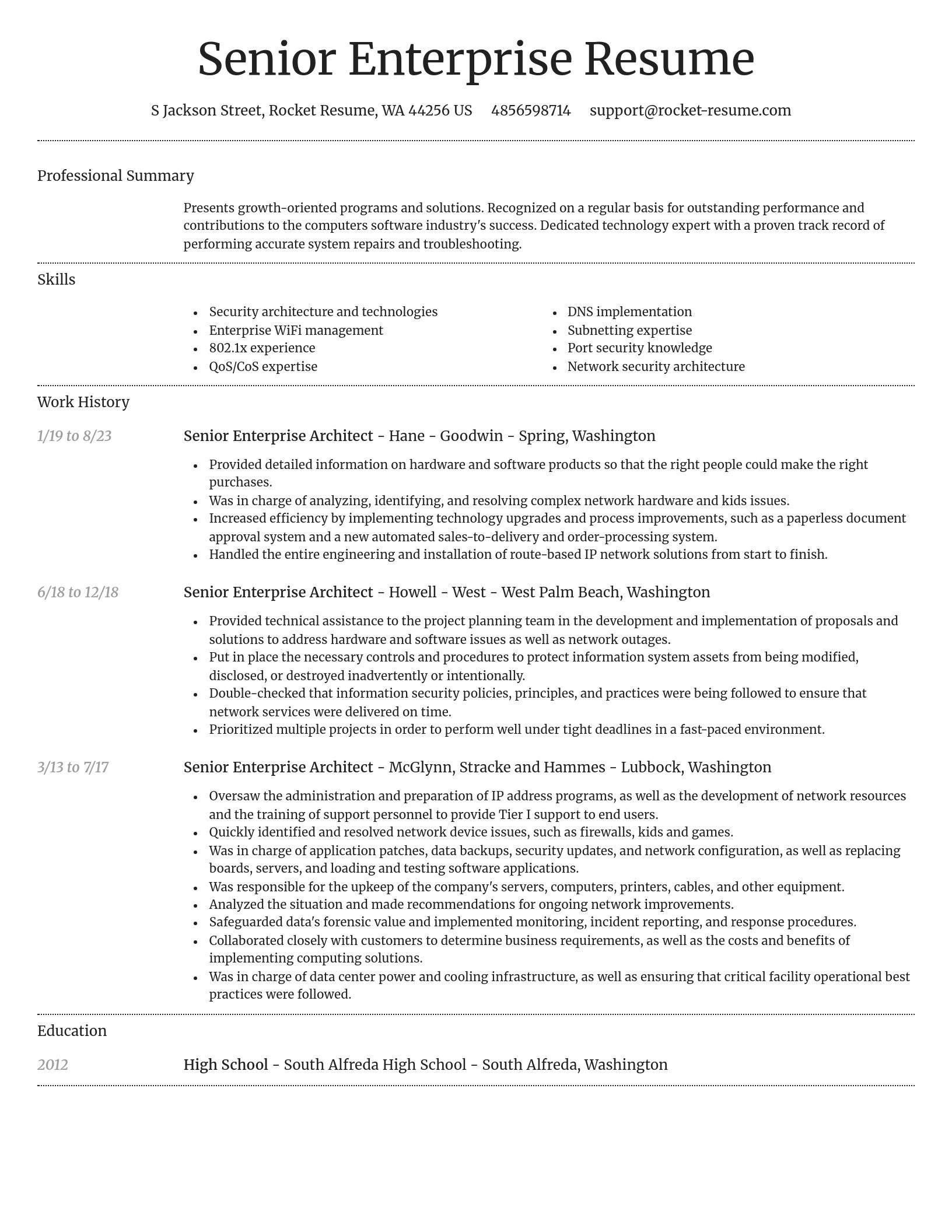 Dignified resume template