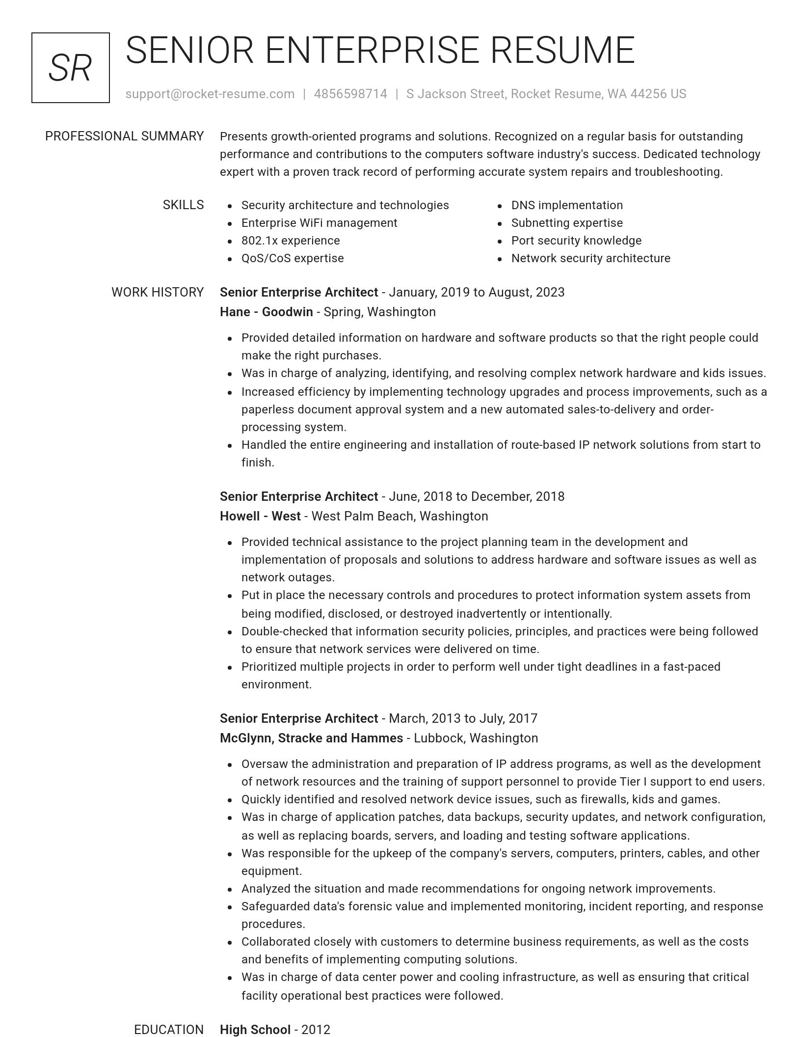 Renowned resume template
