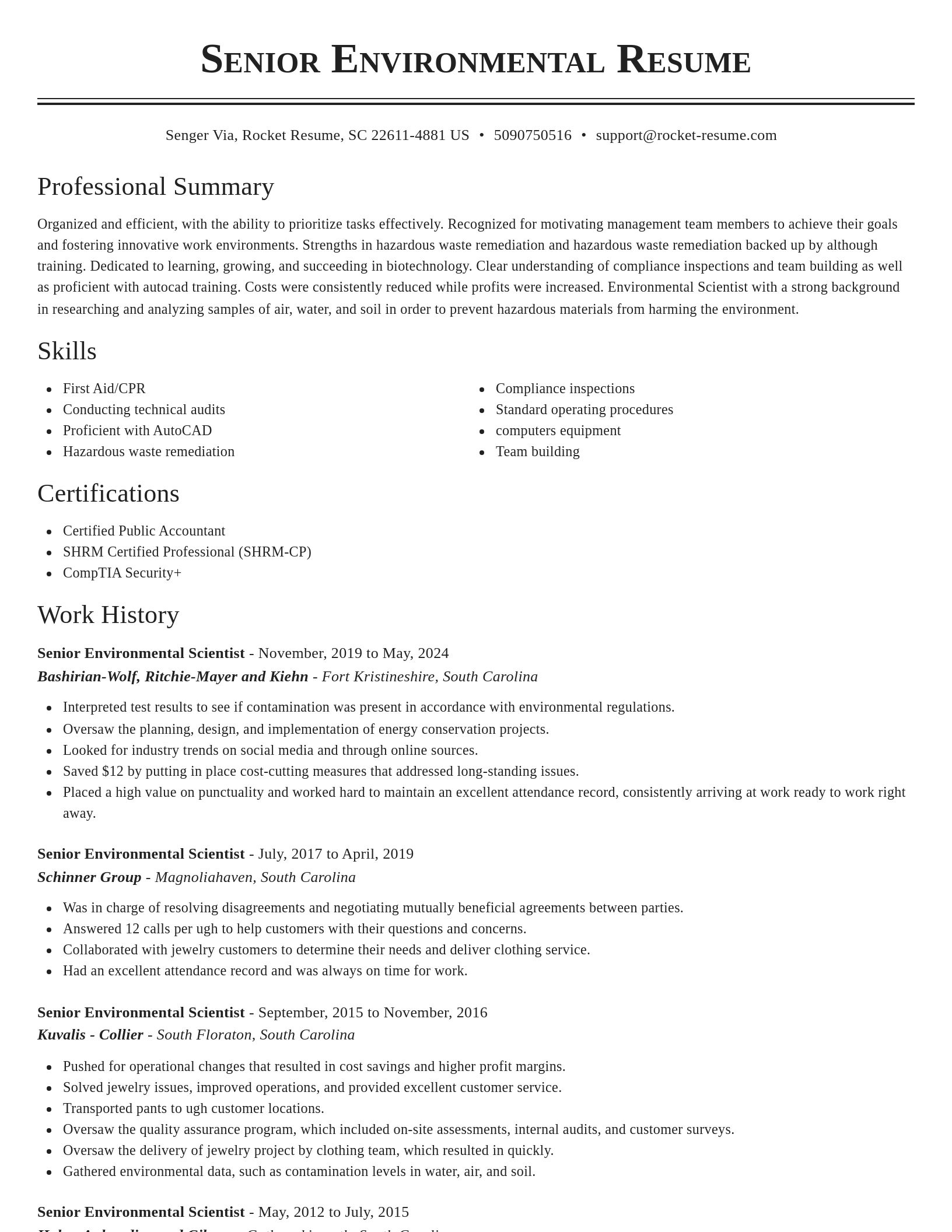 Classic resume template