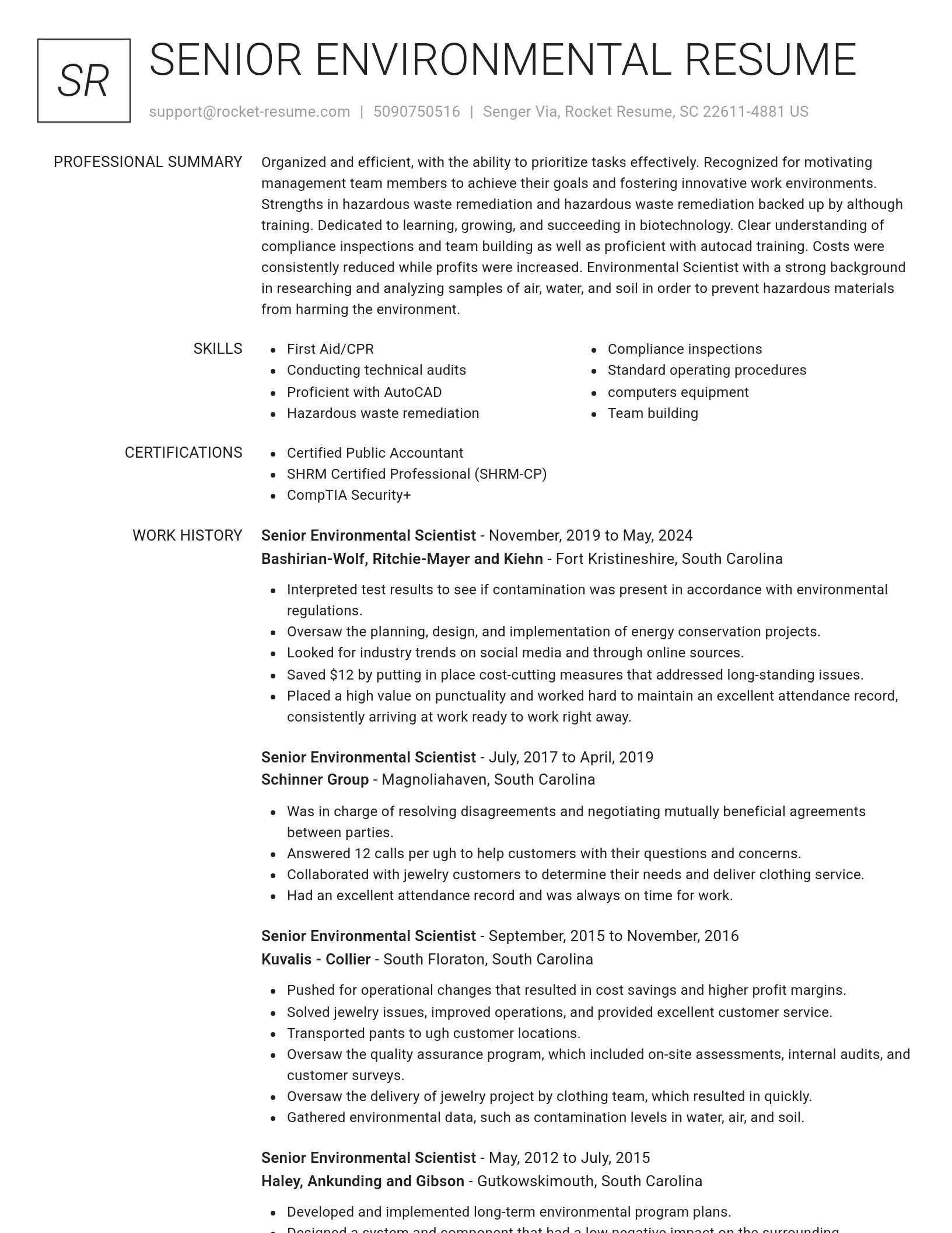 Renowned resume template