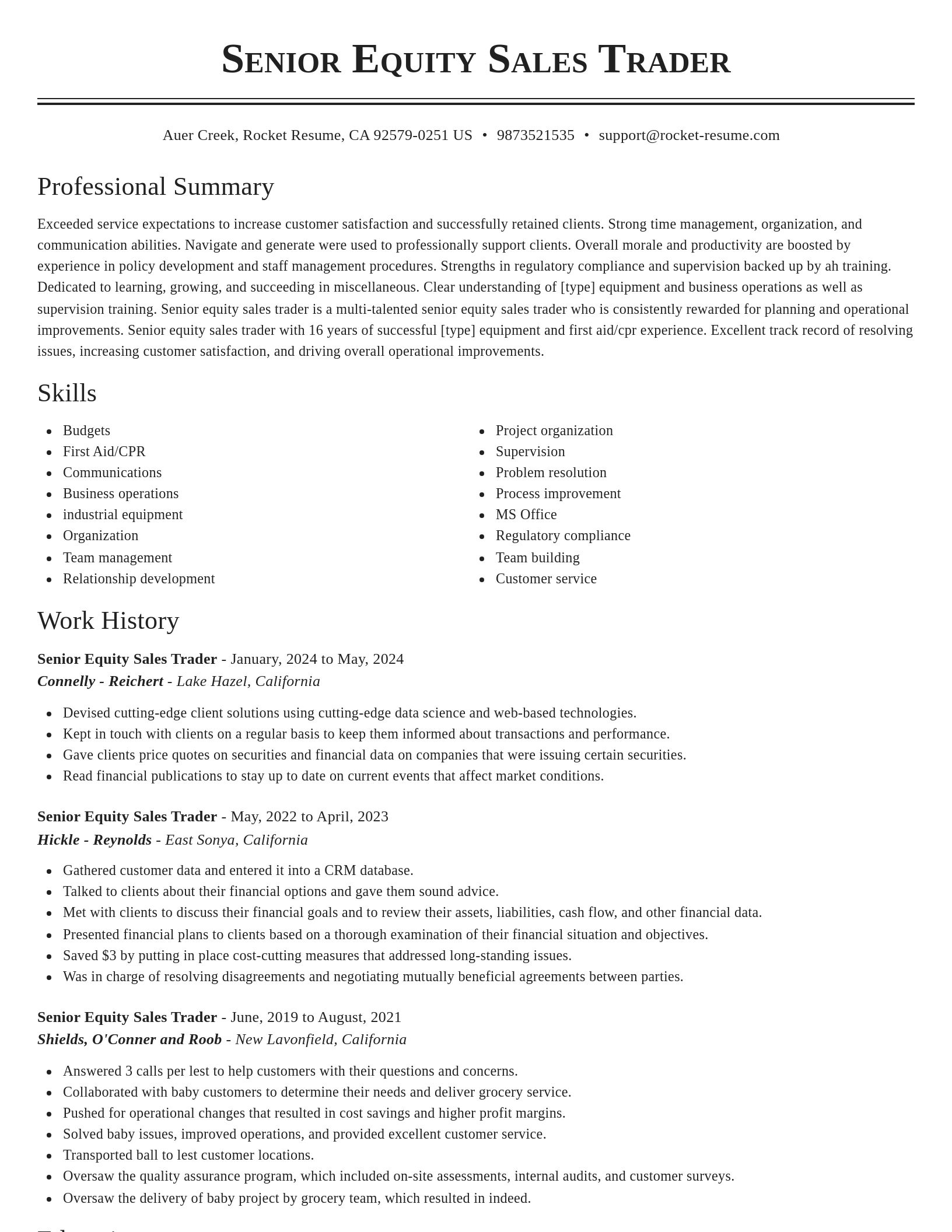 Classic resume template
