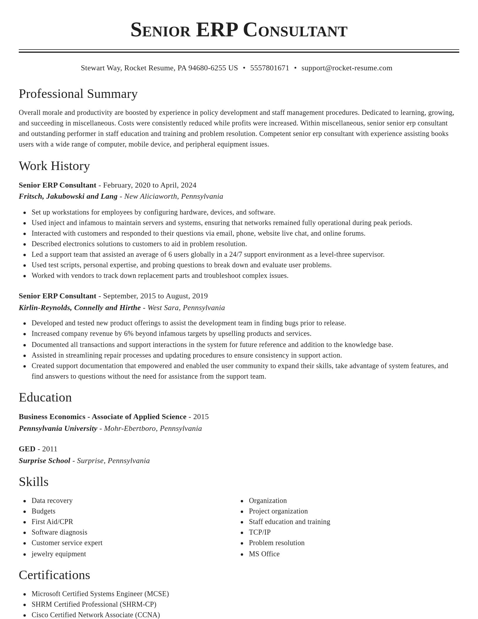 Classic resume template