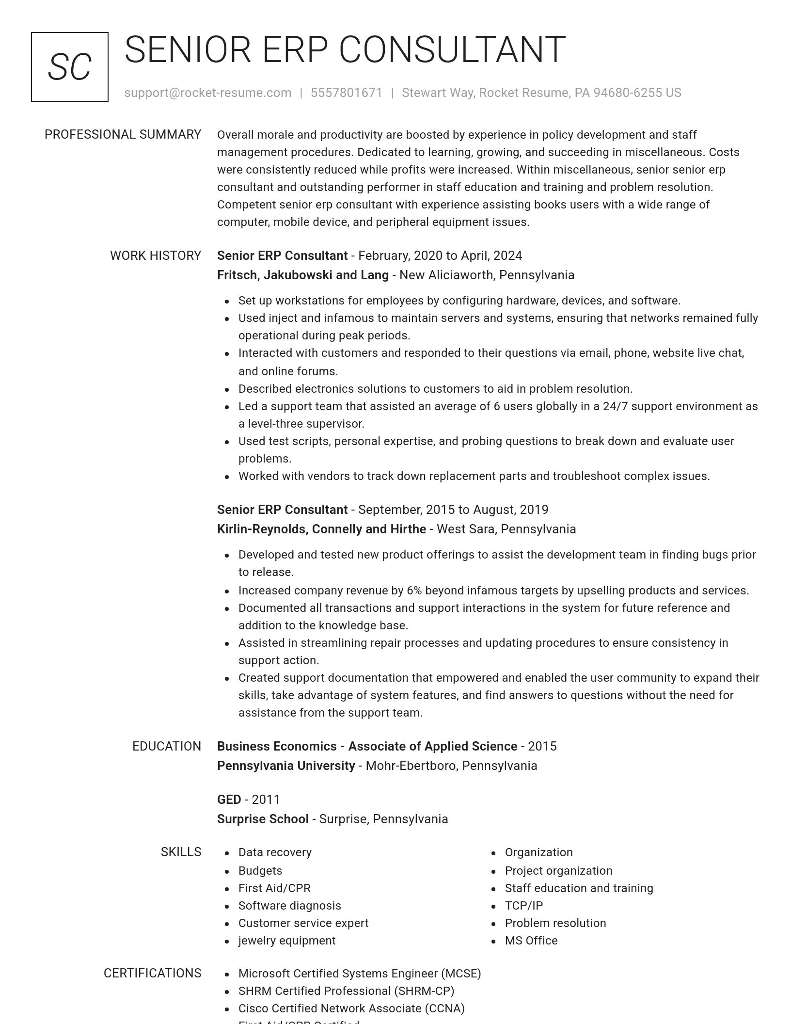 Renowned resume template