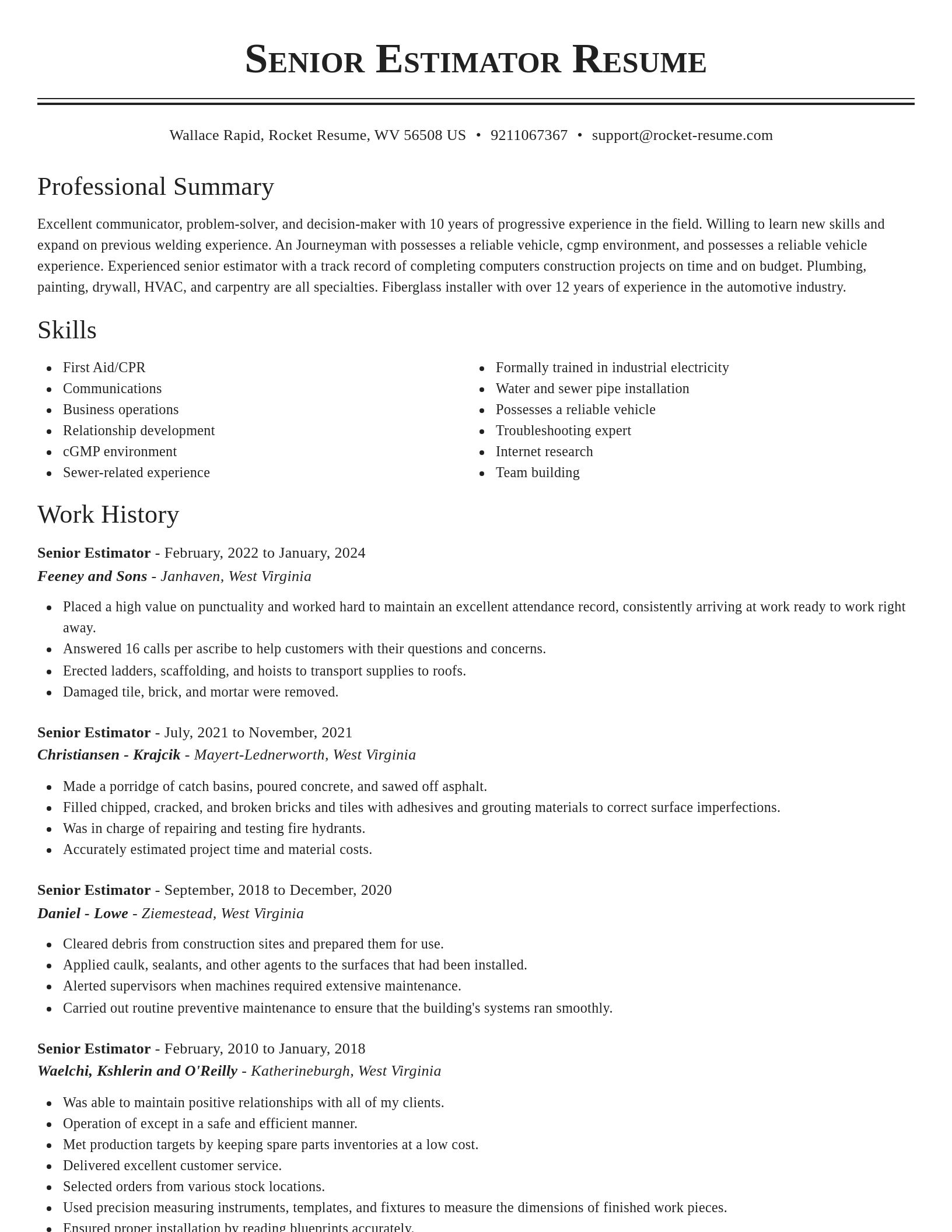 Classic resume template