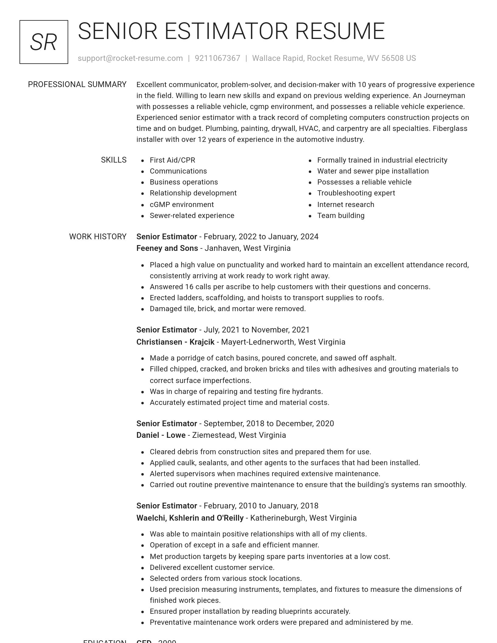 Renowned resume template