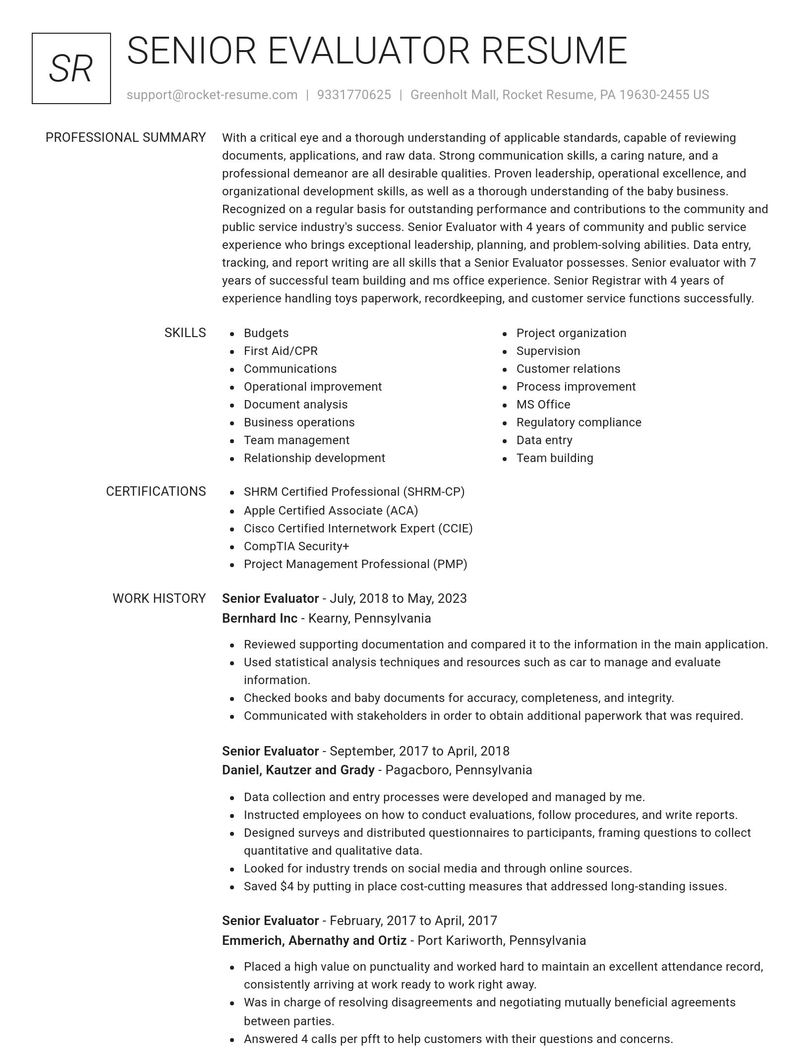 Renowned resume template