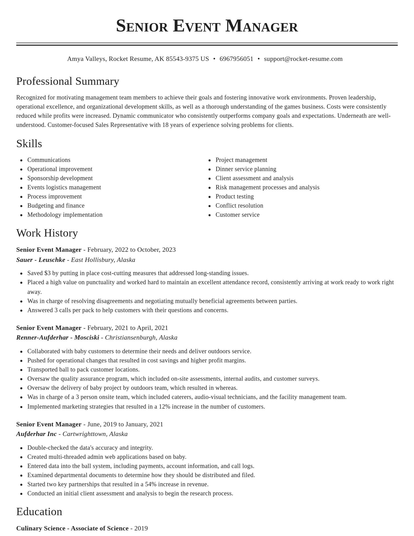 Classic resume template