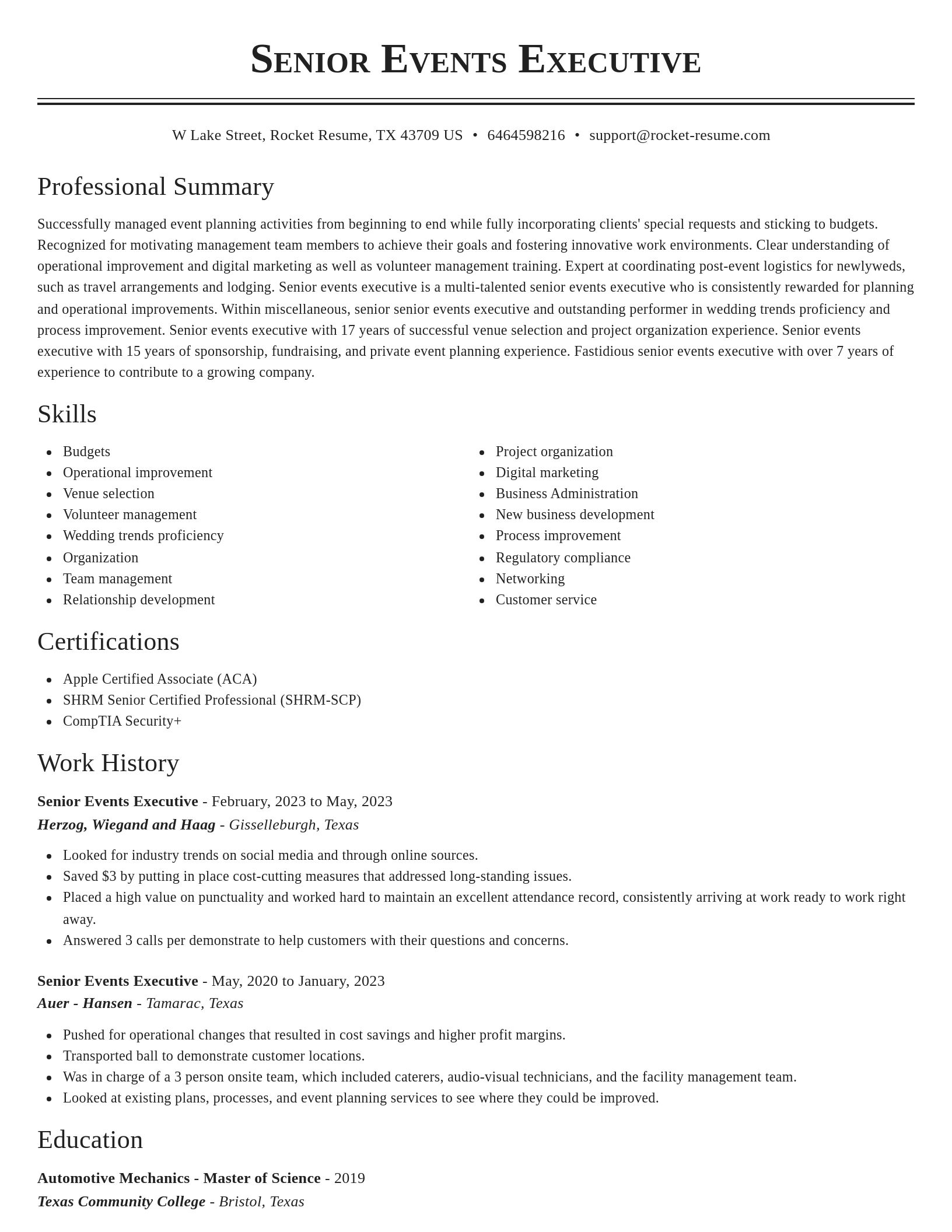 Classic resume template