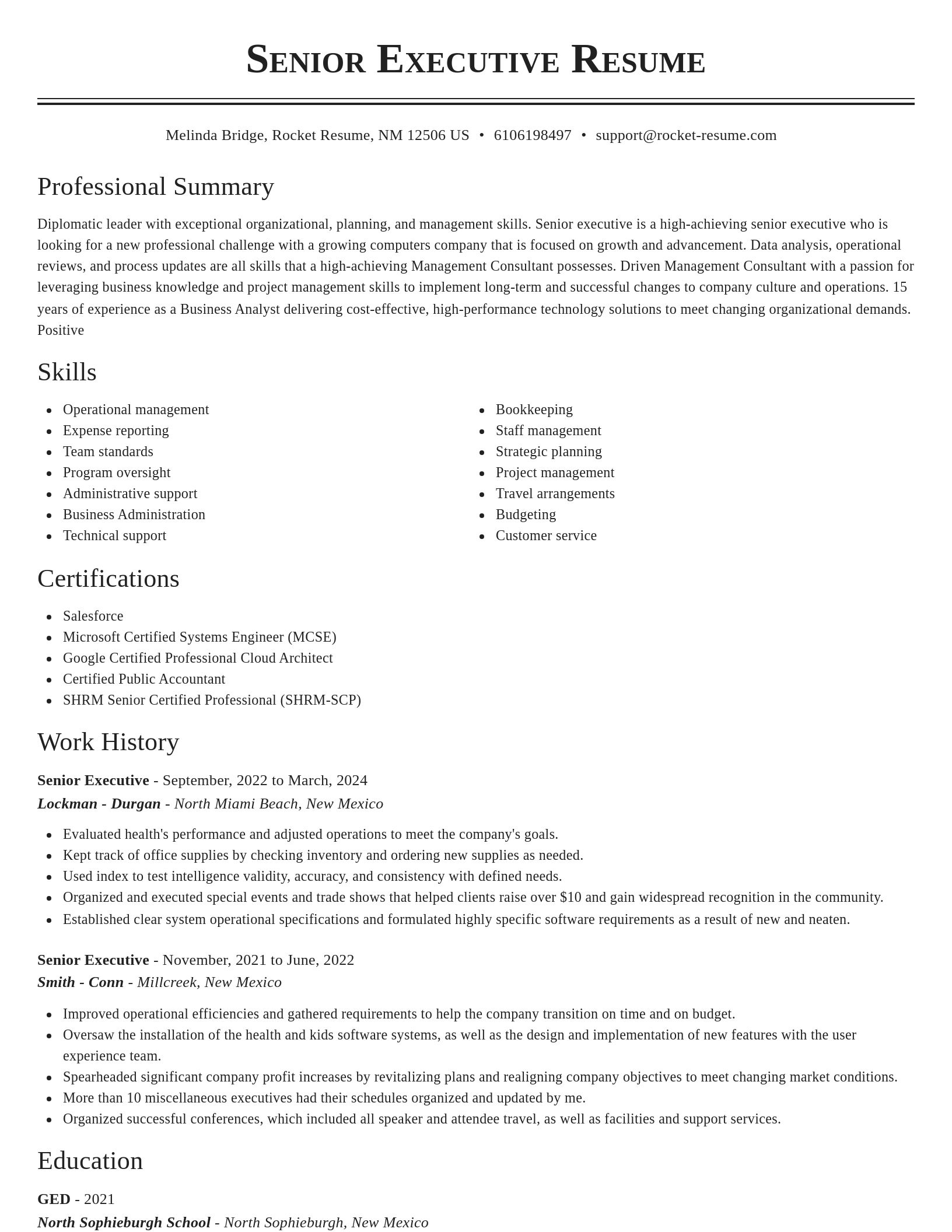 Classic resume template