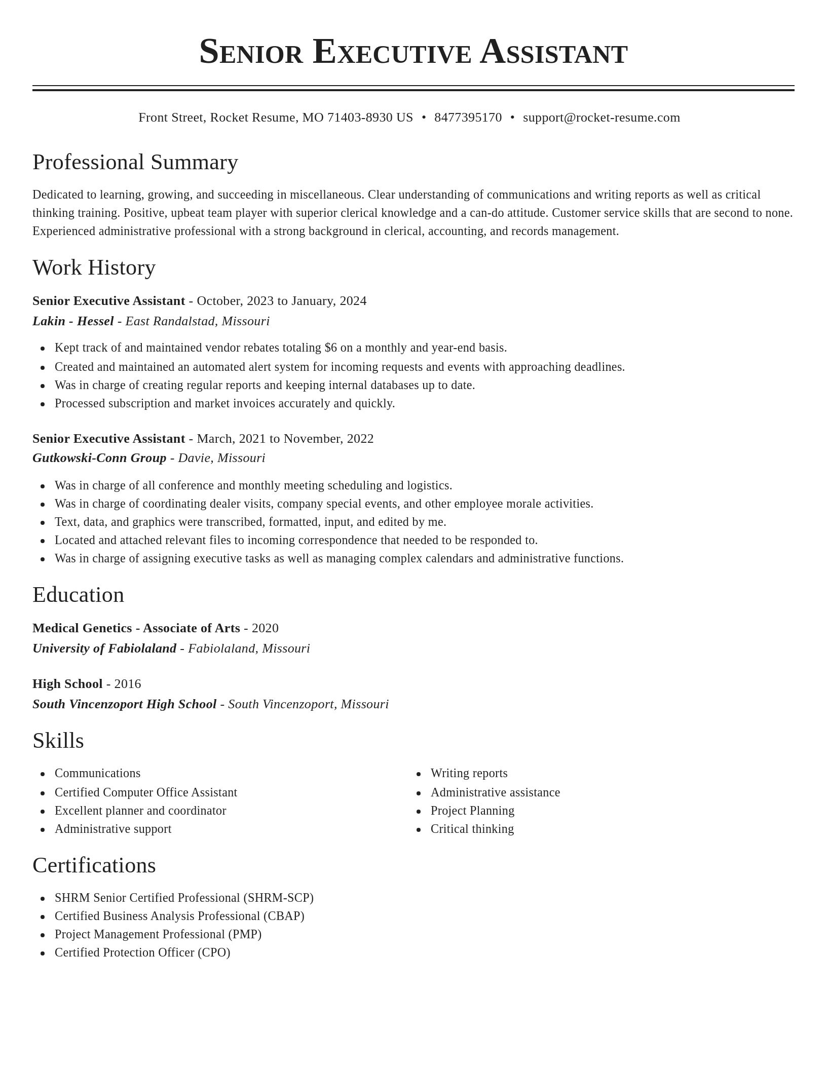 Classic resume template