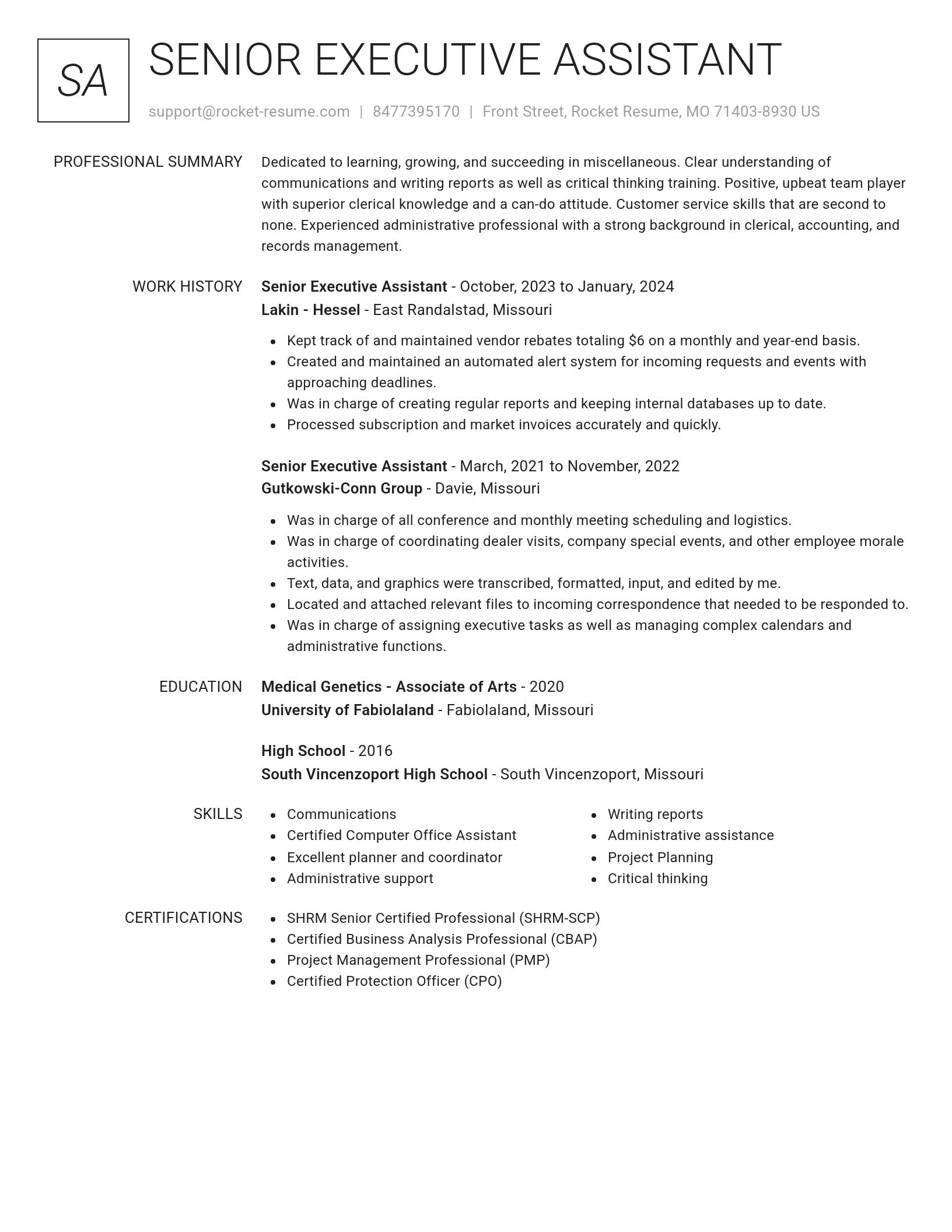 Renowned resume template