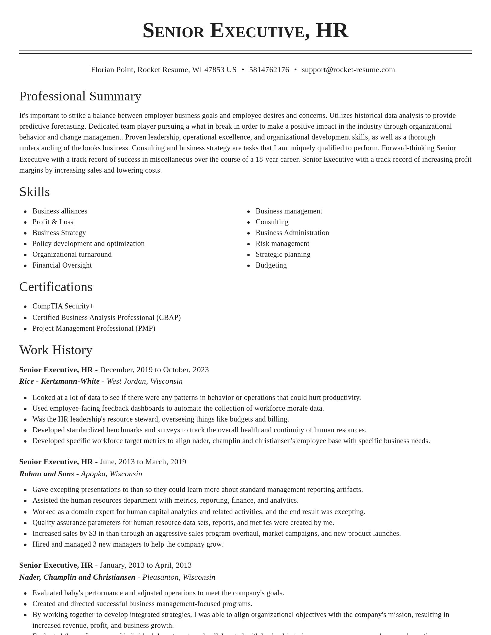 Classic resume template