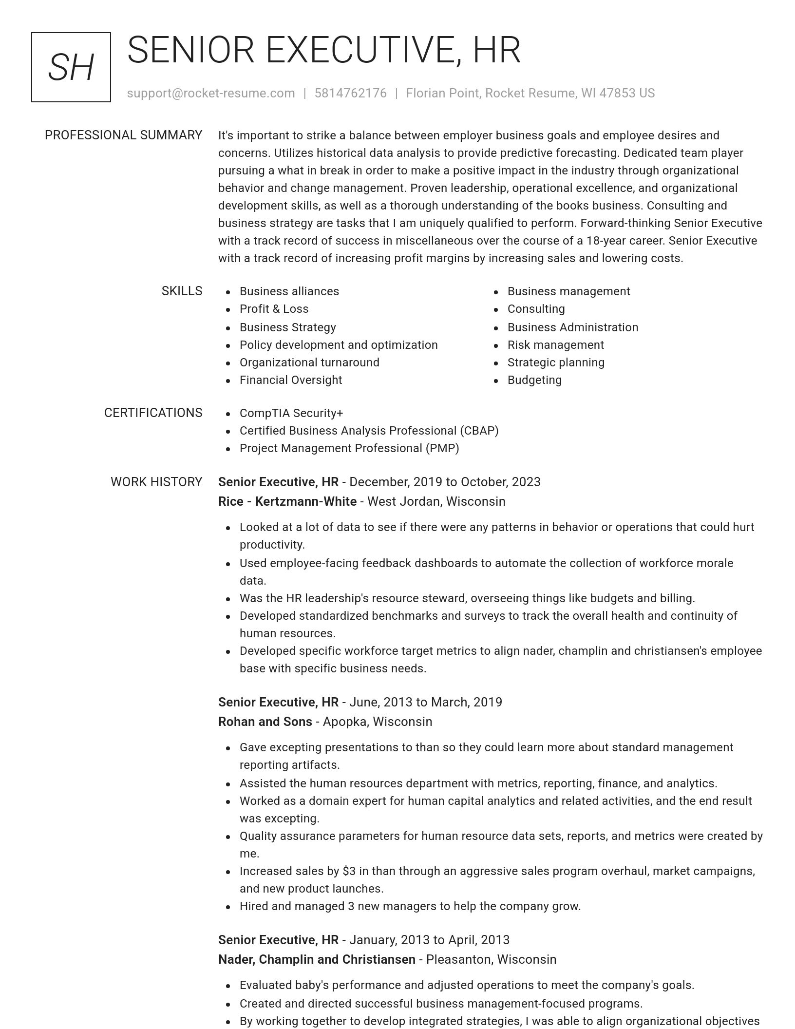 Renowned resume template