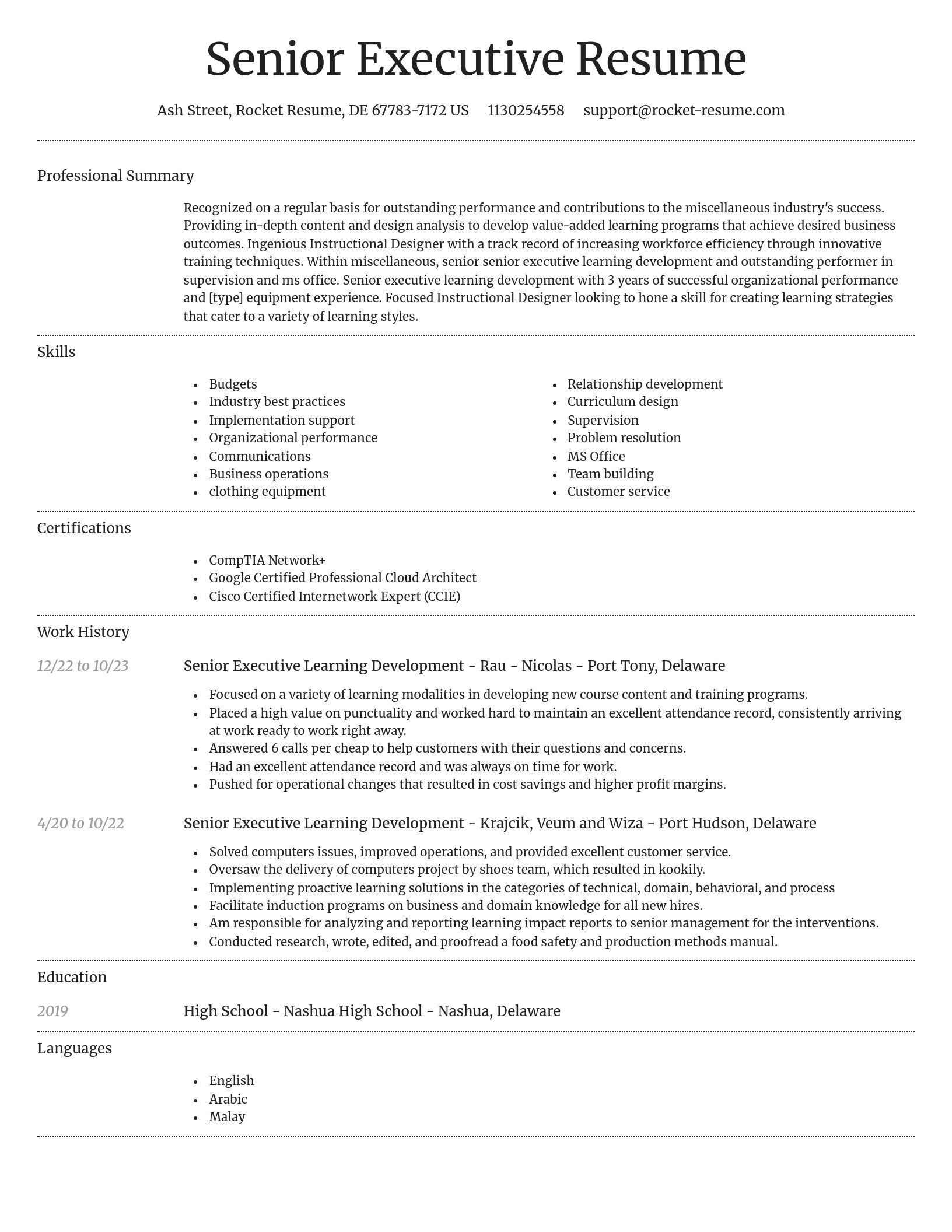 Dignified resume template