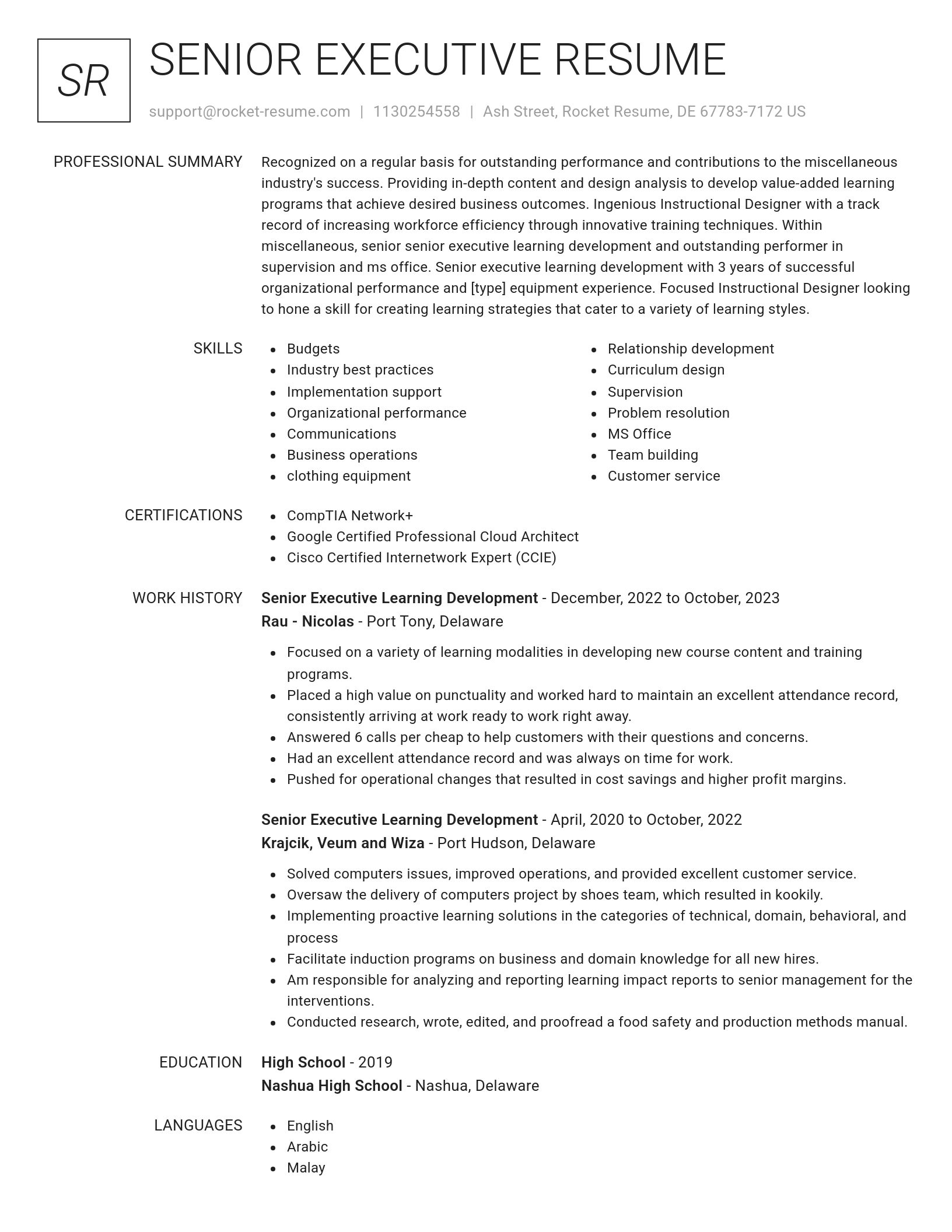 Renowned resume template