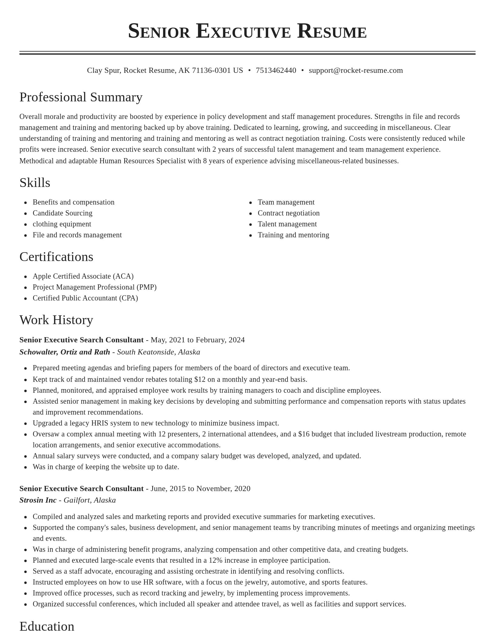 Classic resume template