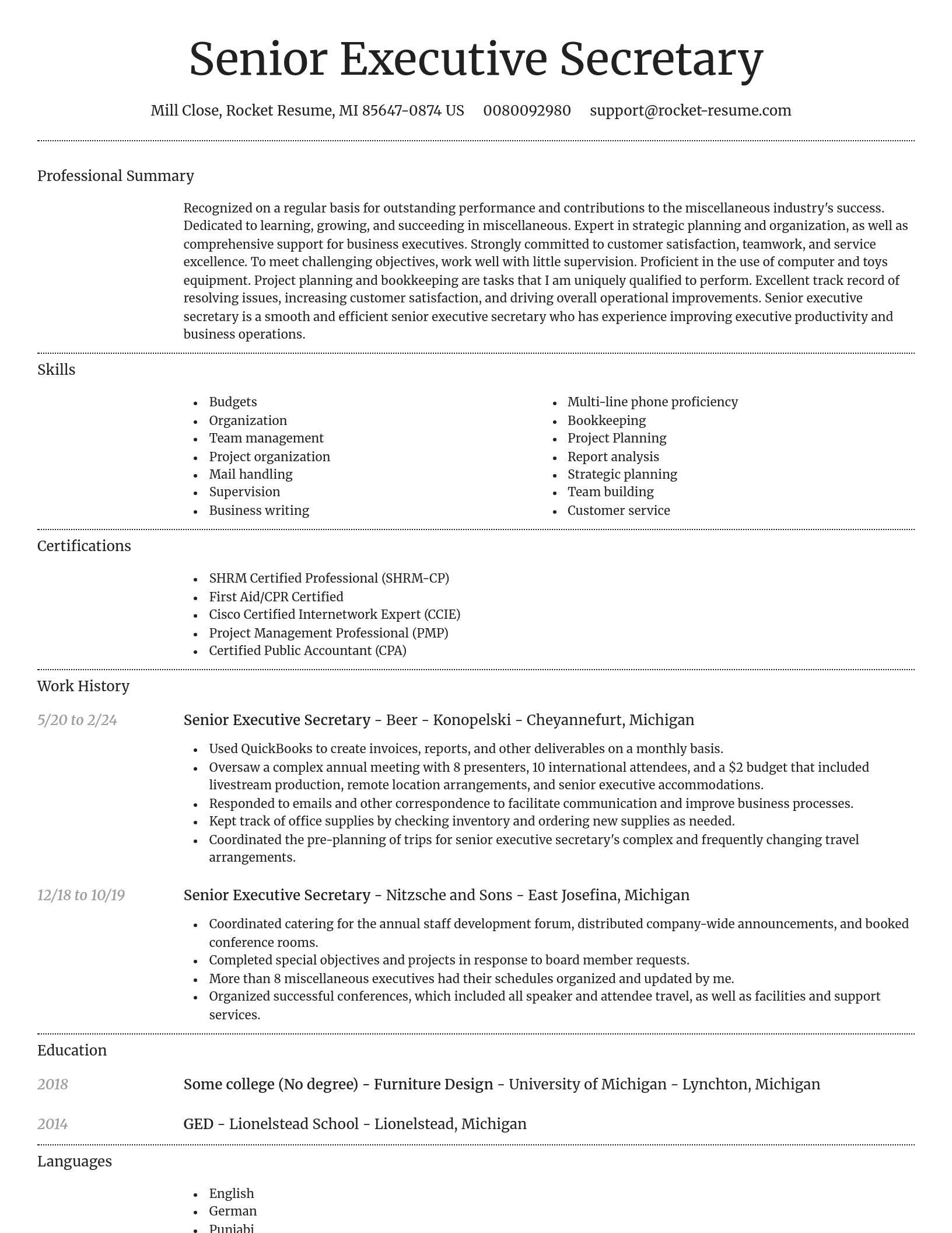 Dignified resume template