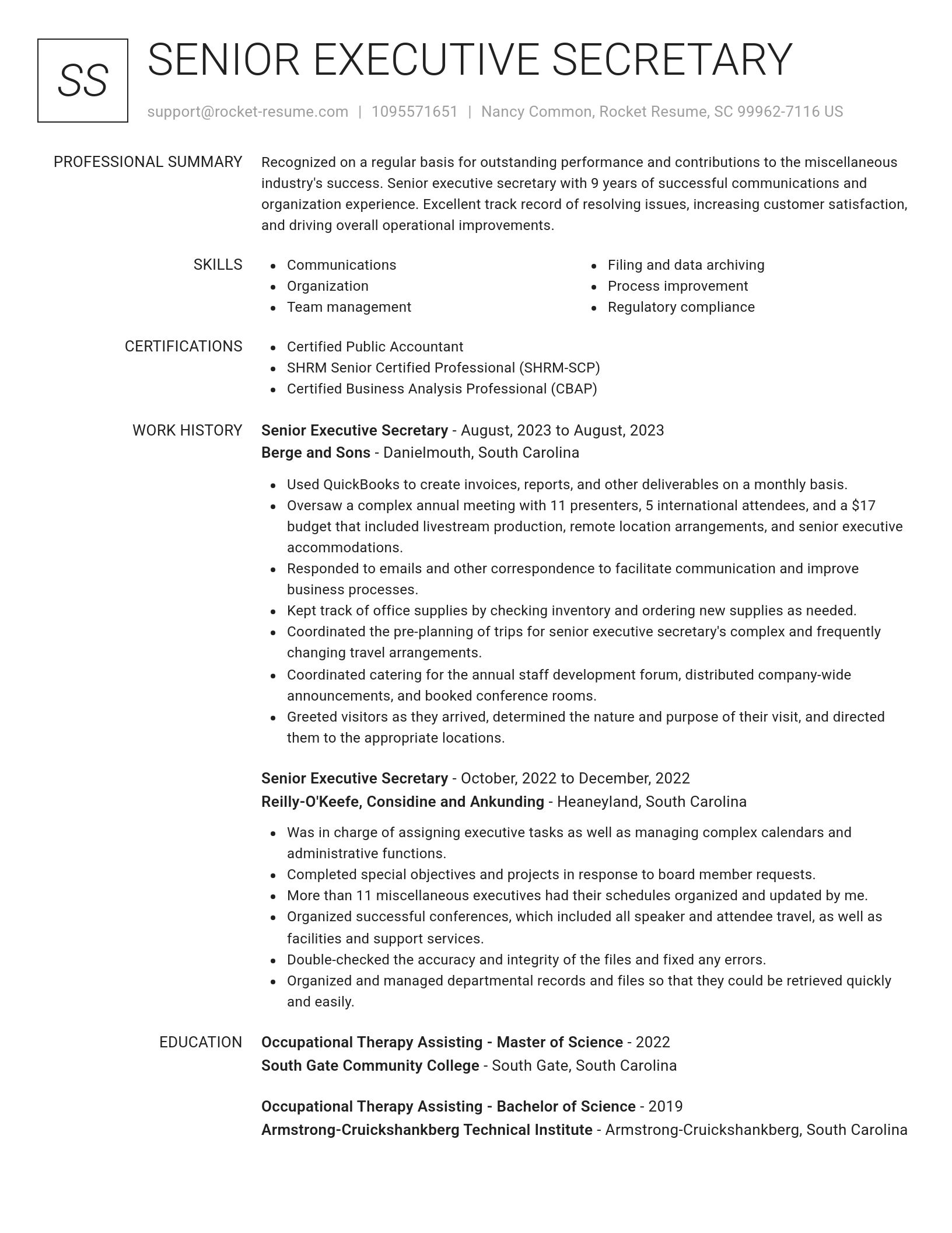 Renowned resume template