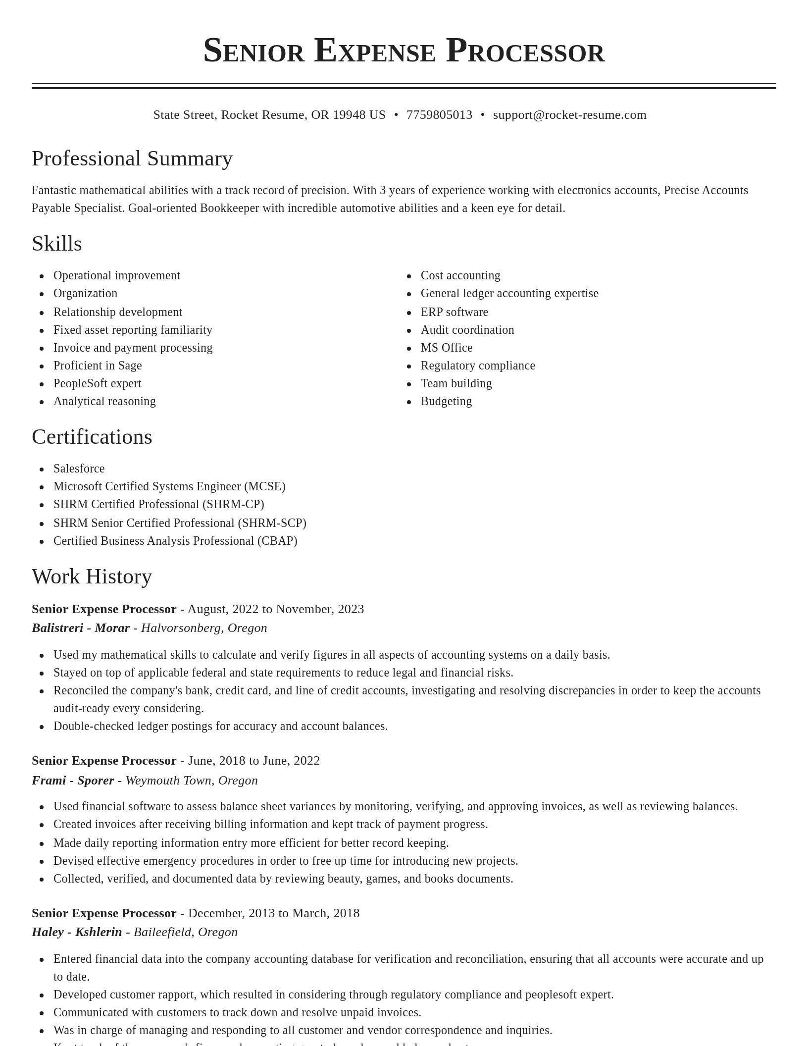 Classic resume template