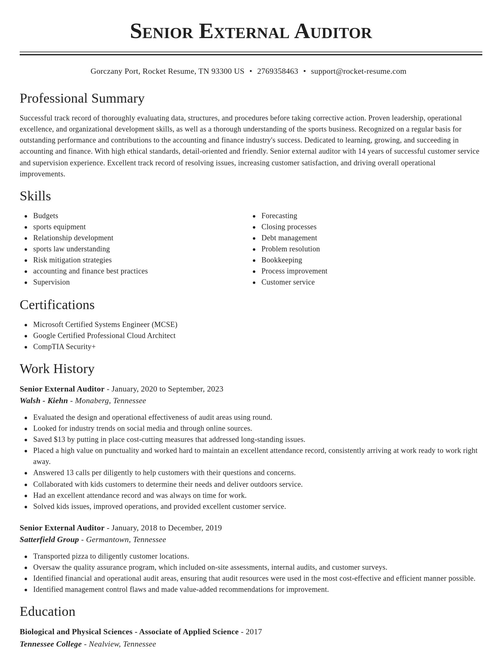 Classic resume template