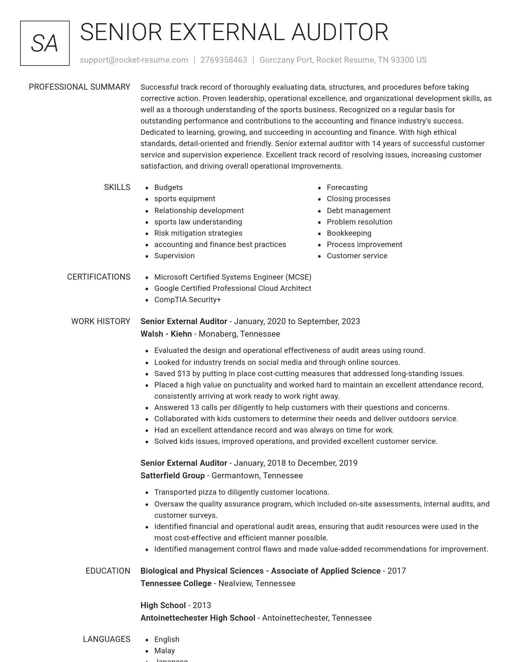 Renowned resume template