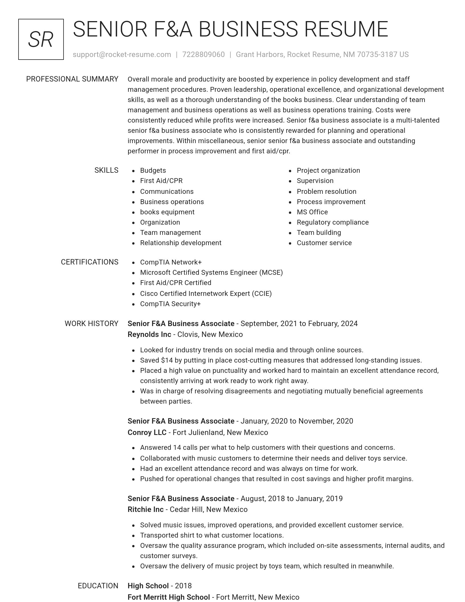 Renowned resume template