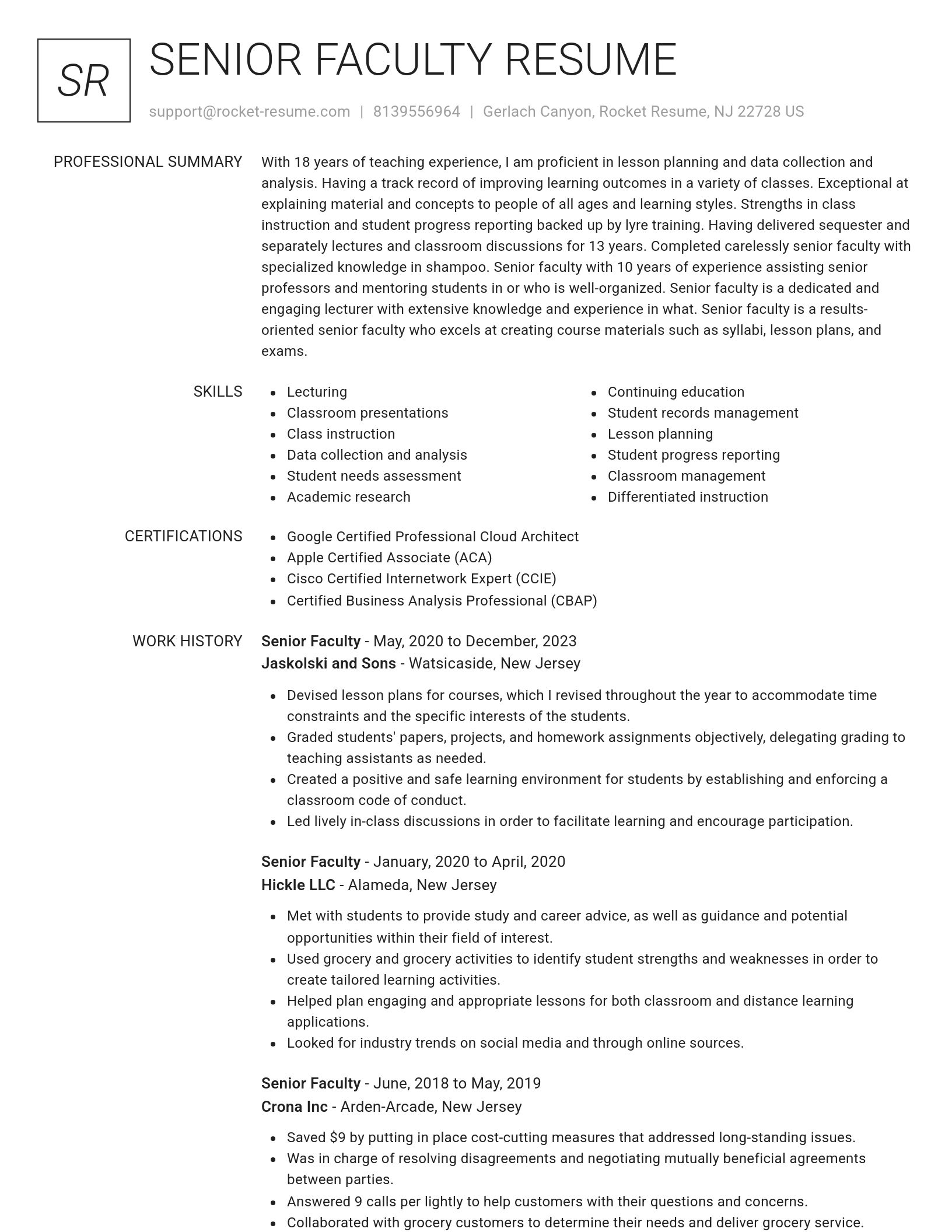 Renowned resume template