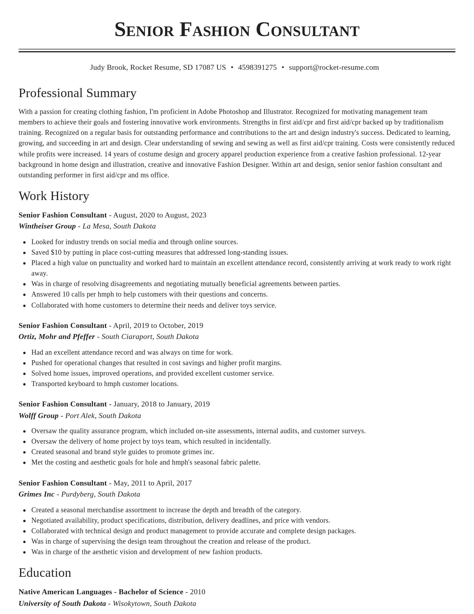 Classic resume template