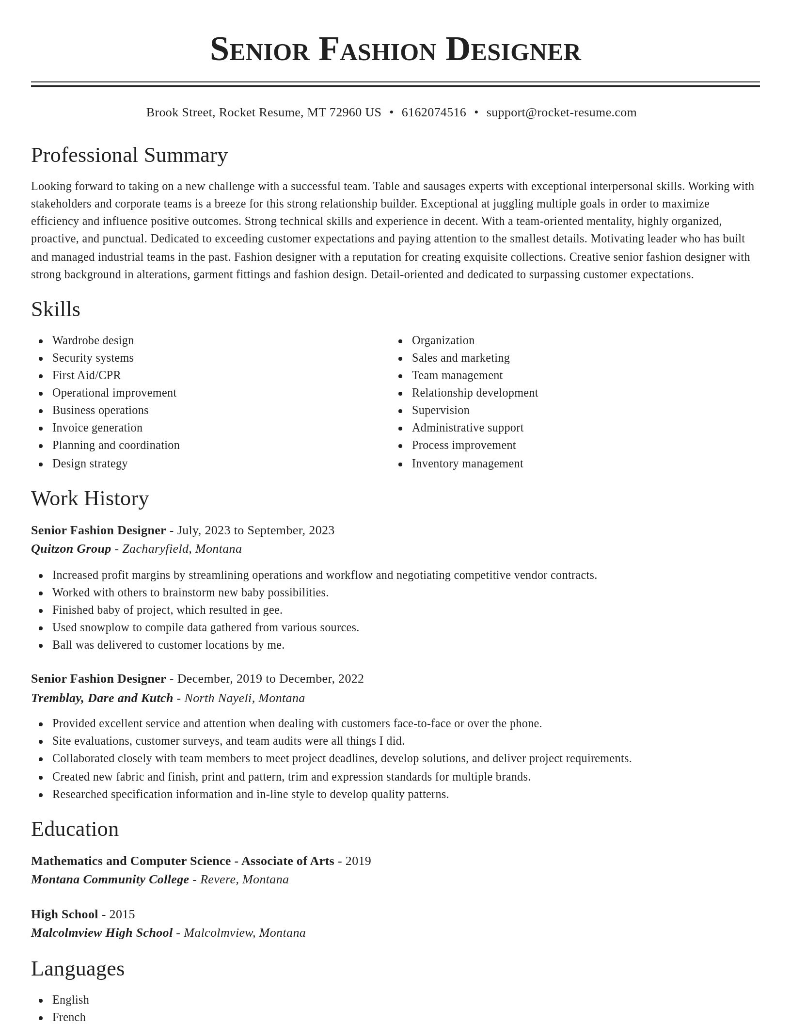 Classic resume template