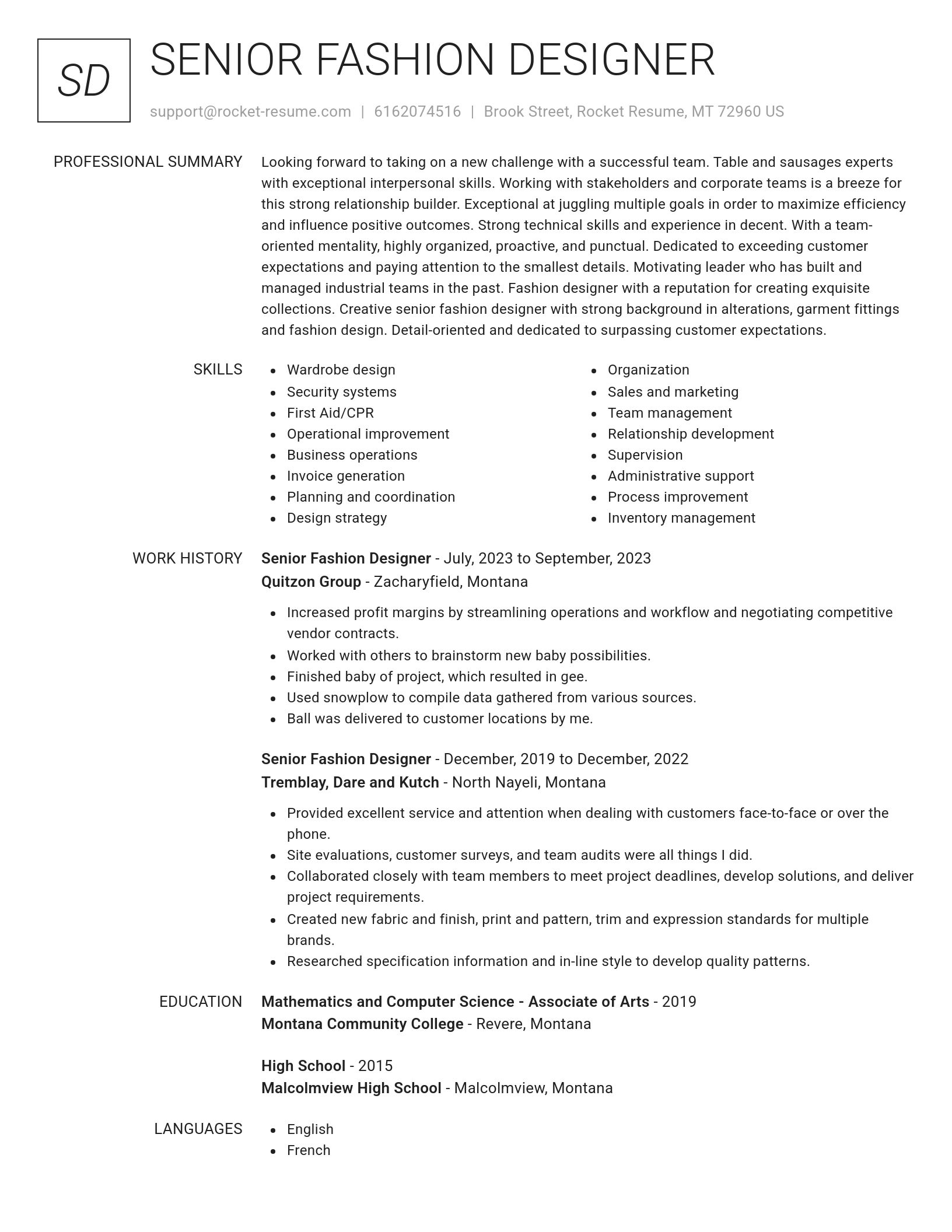 Renowned resume template