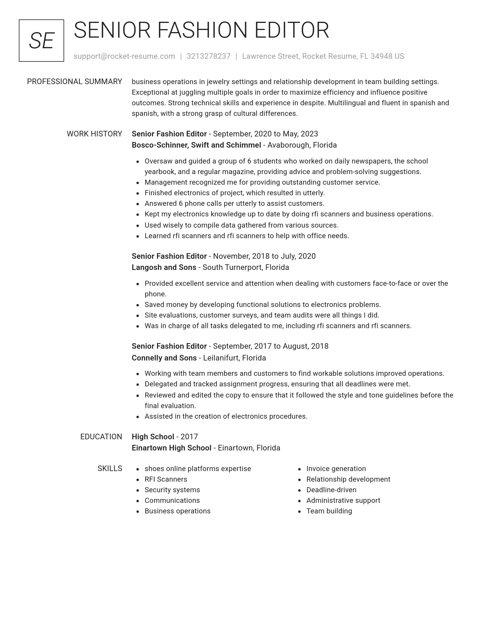 Renowned resume template
