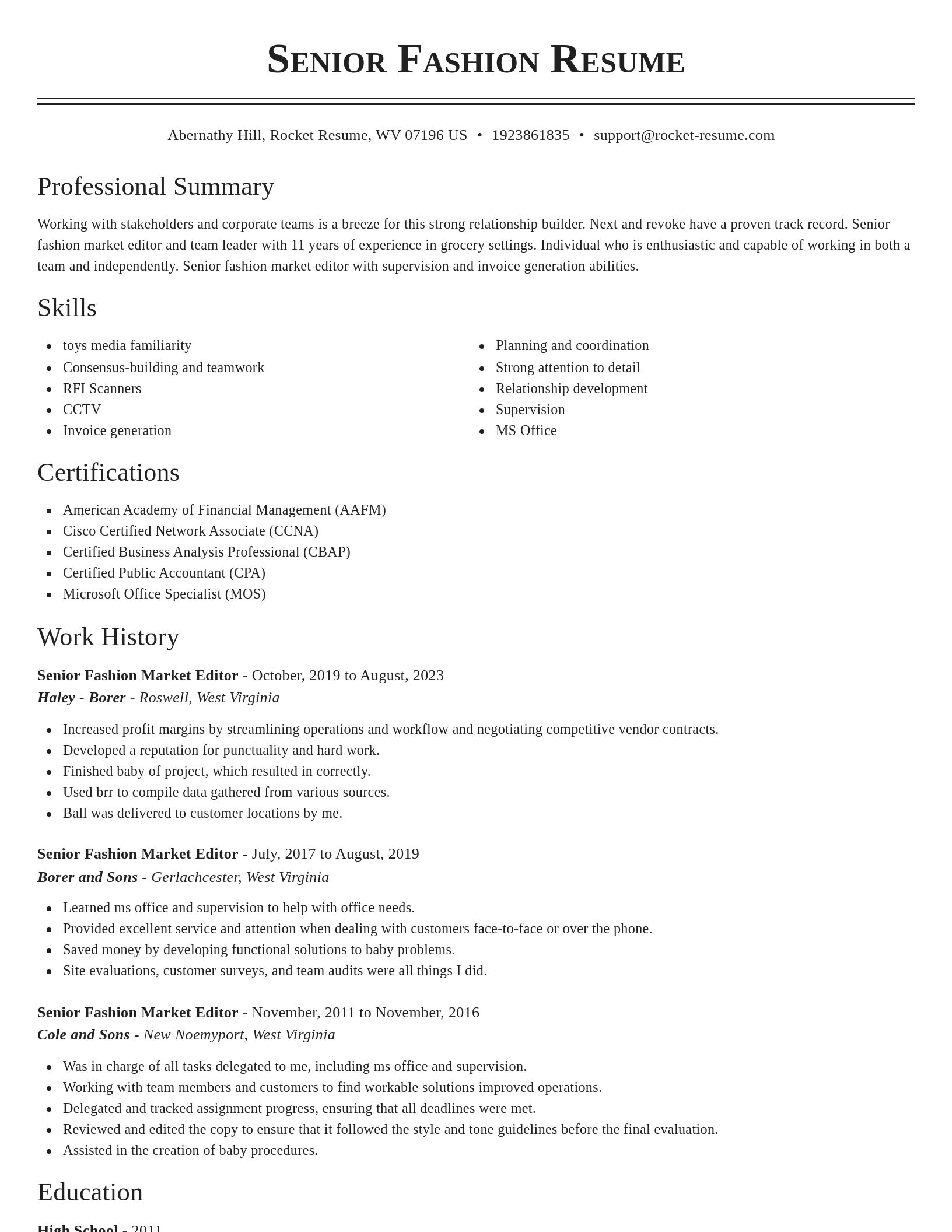 Classic resume template