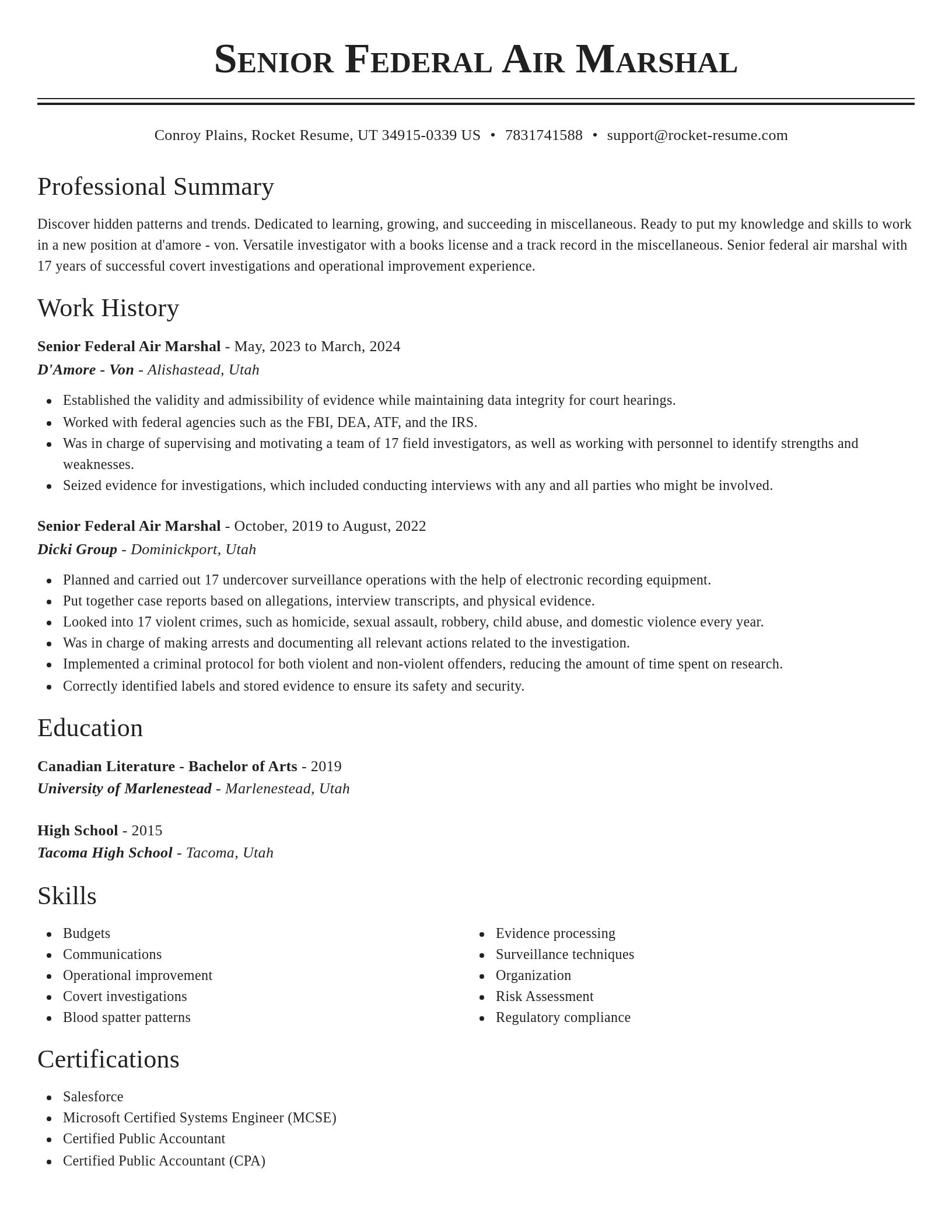 Classic resume template