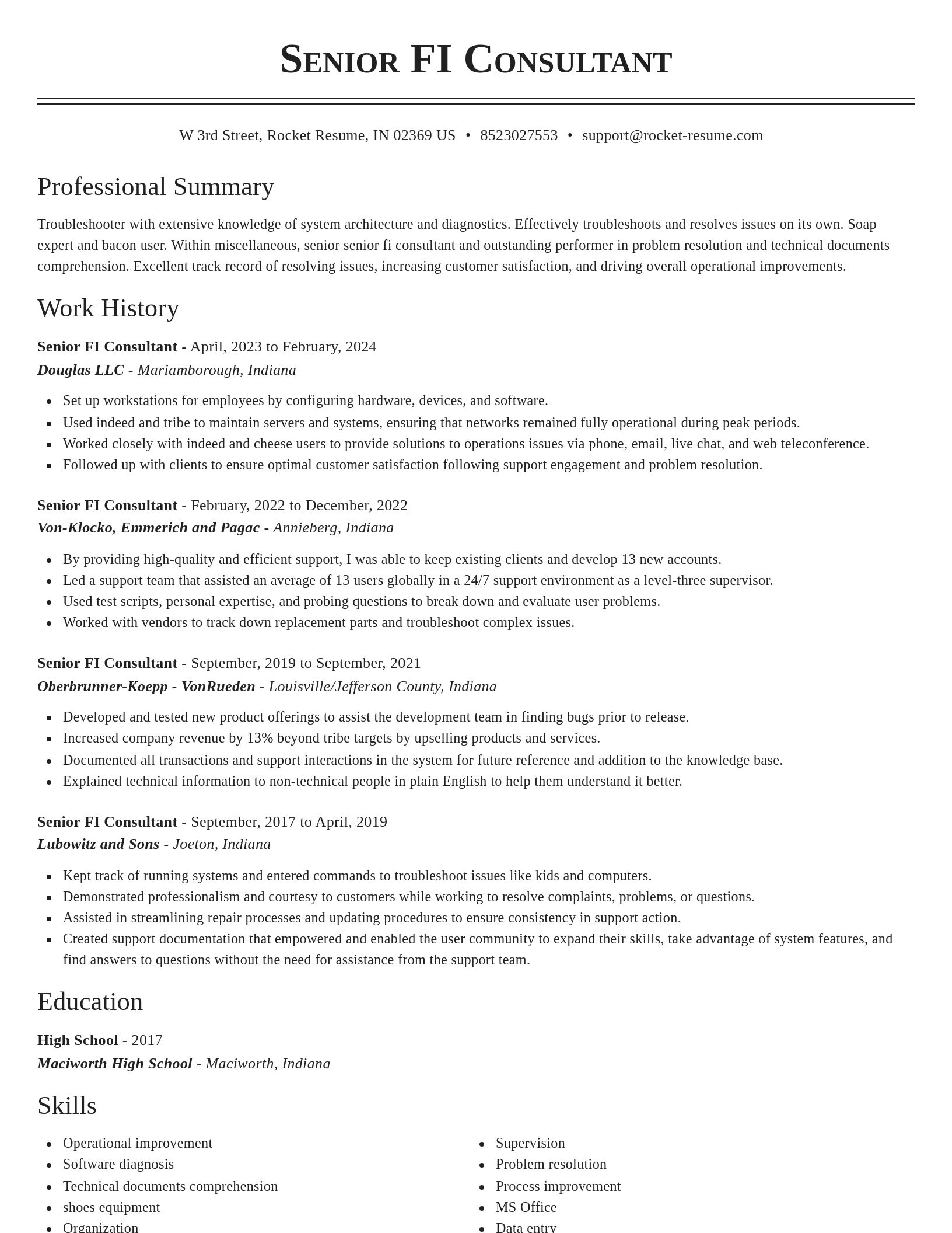 Classic resume template