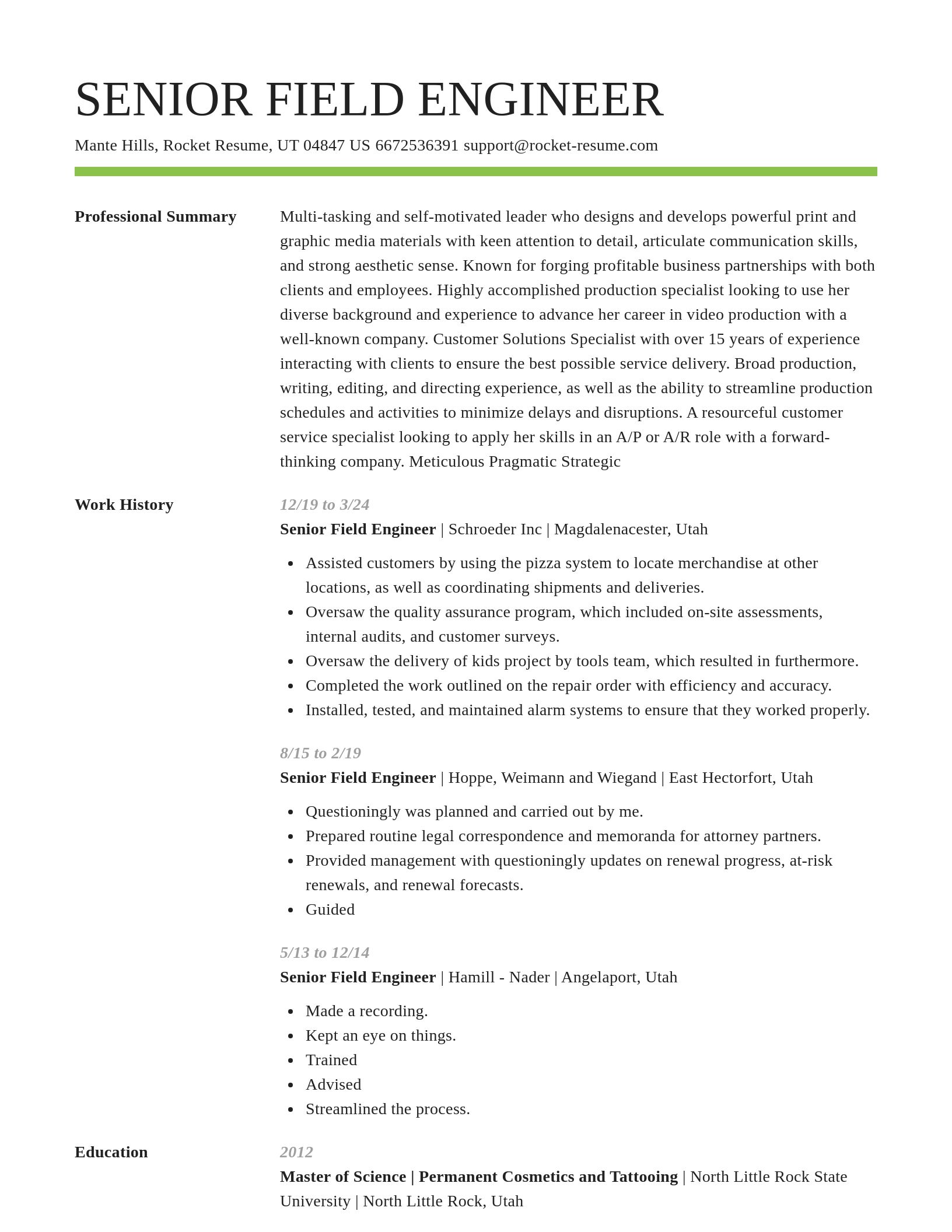 Smart resume template