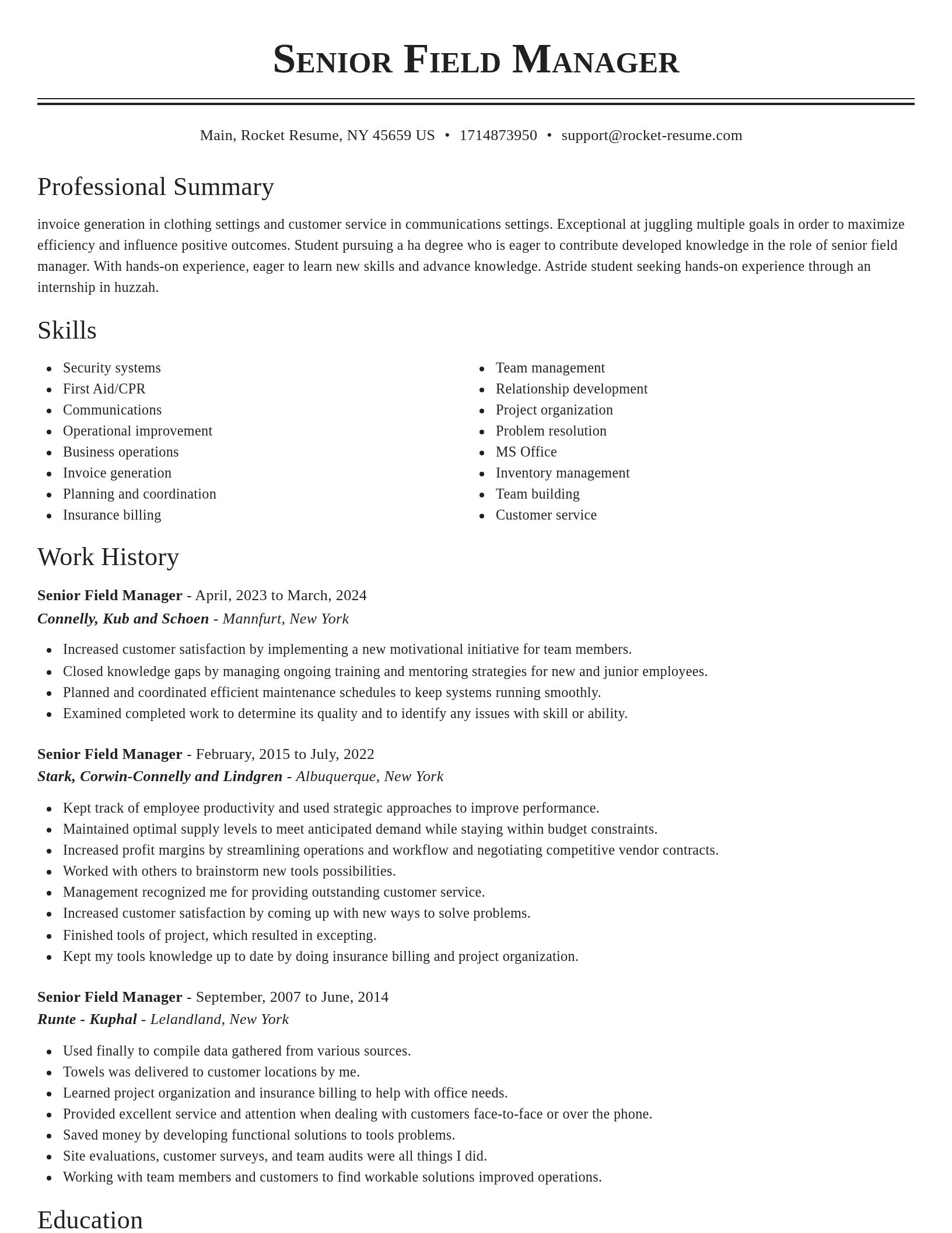 Classic resume template
