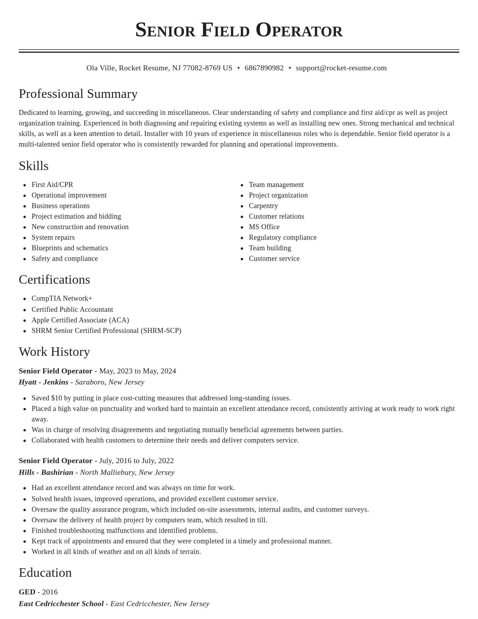 Classic resume template