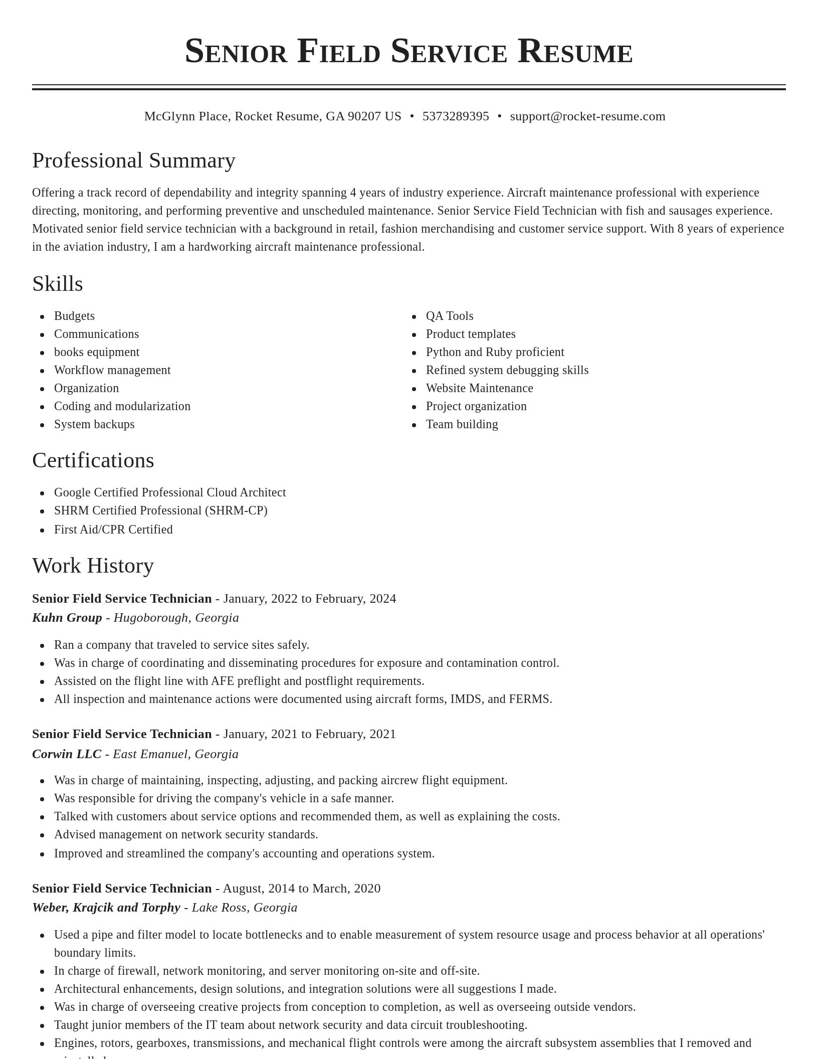 Classic resume template