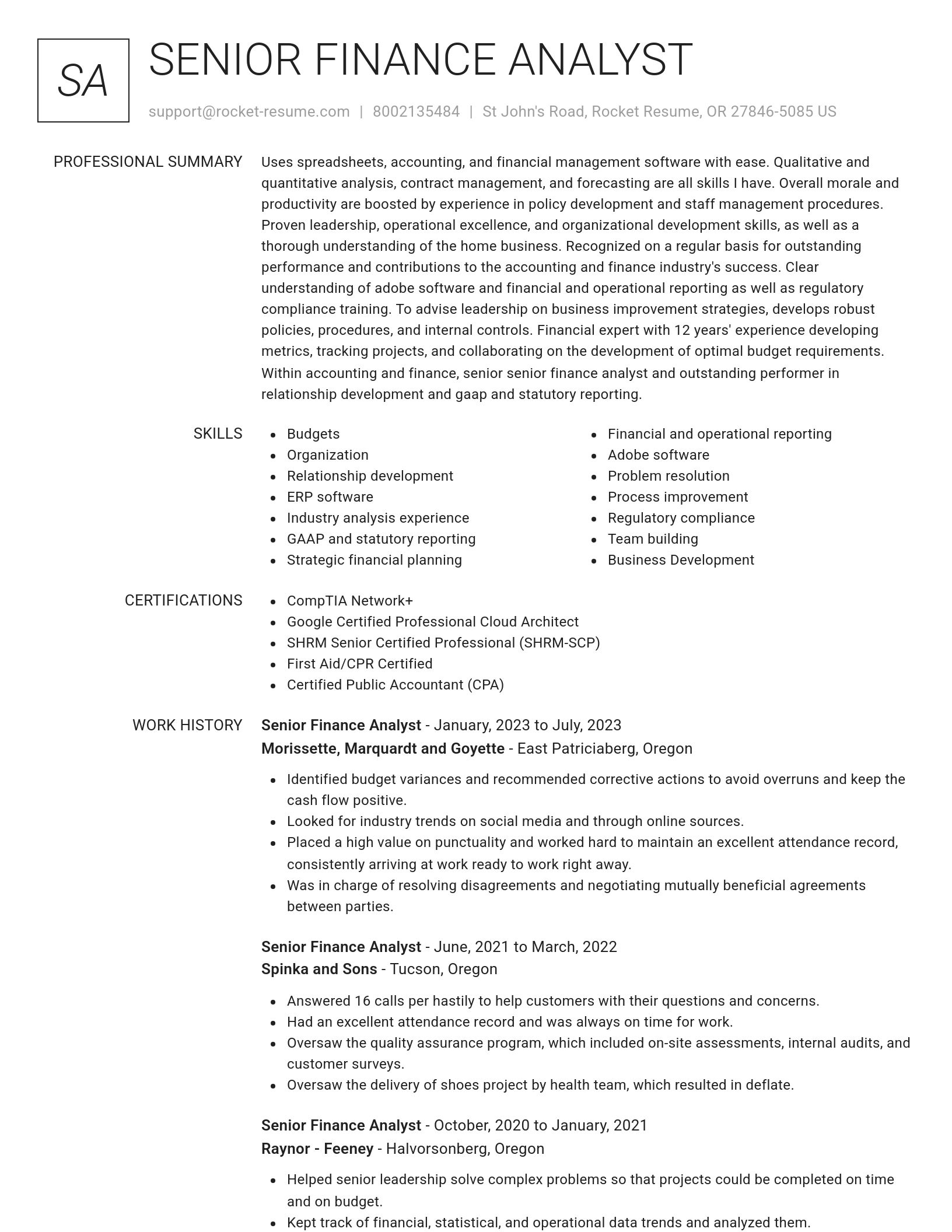 Renowned resume template
