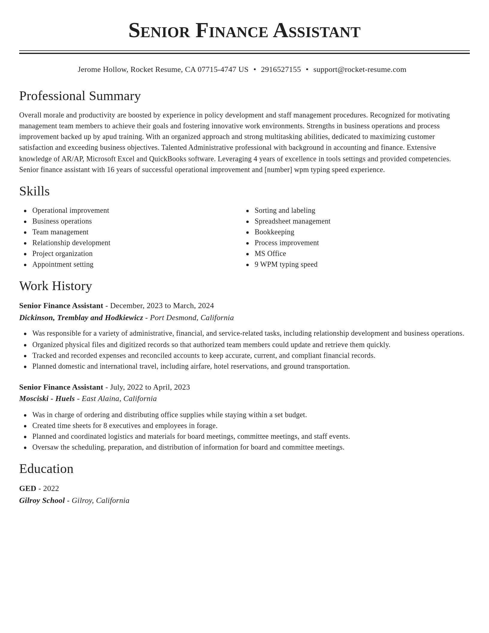 Classic resume template