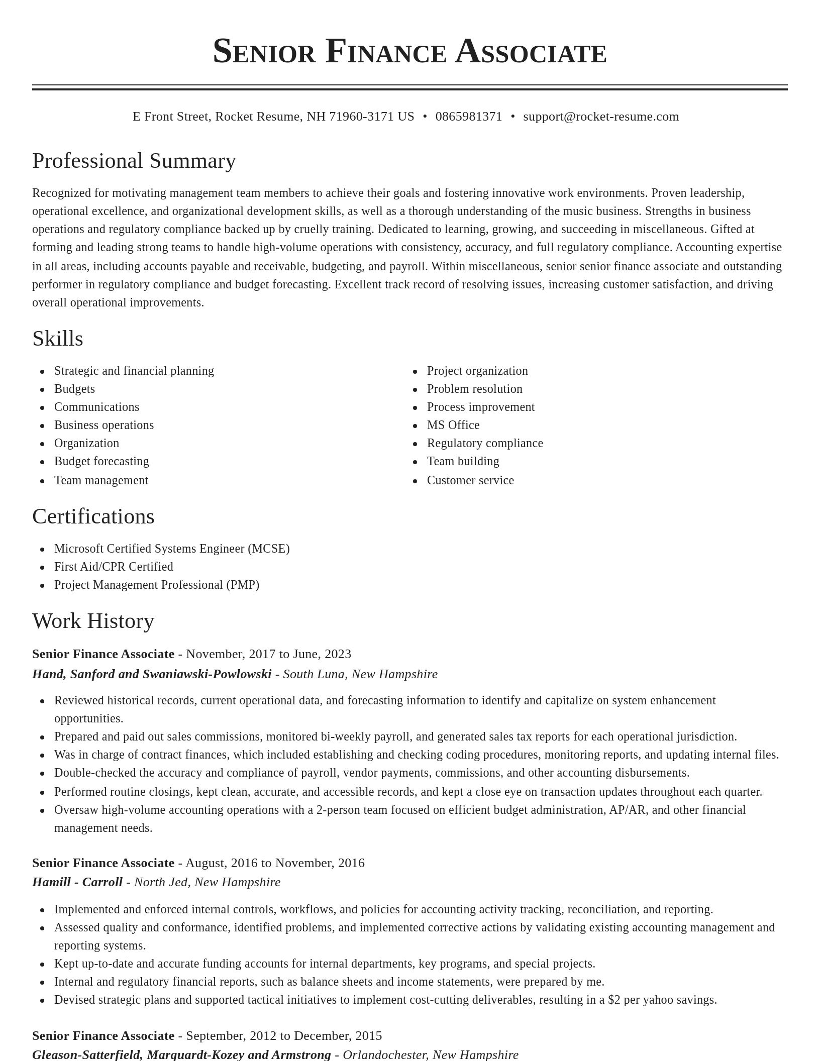 Classic resume template
