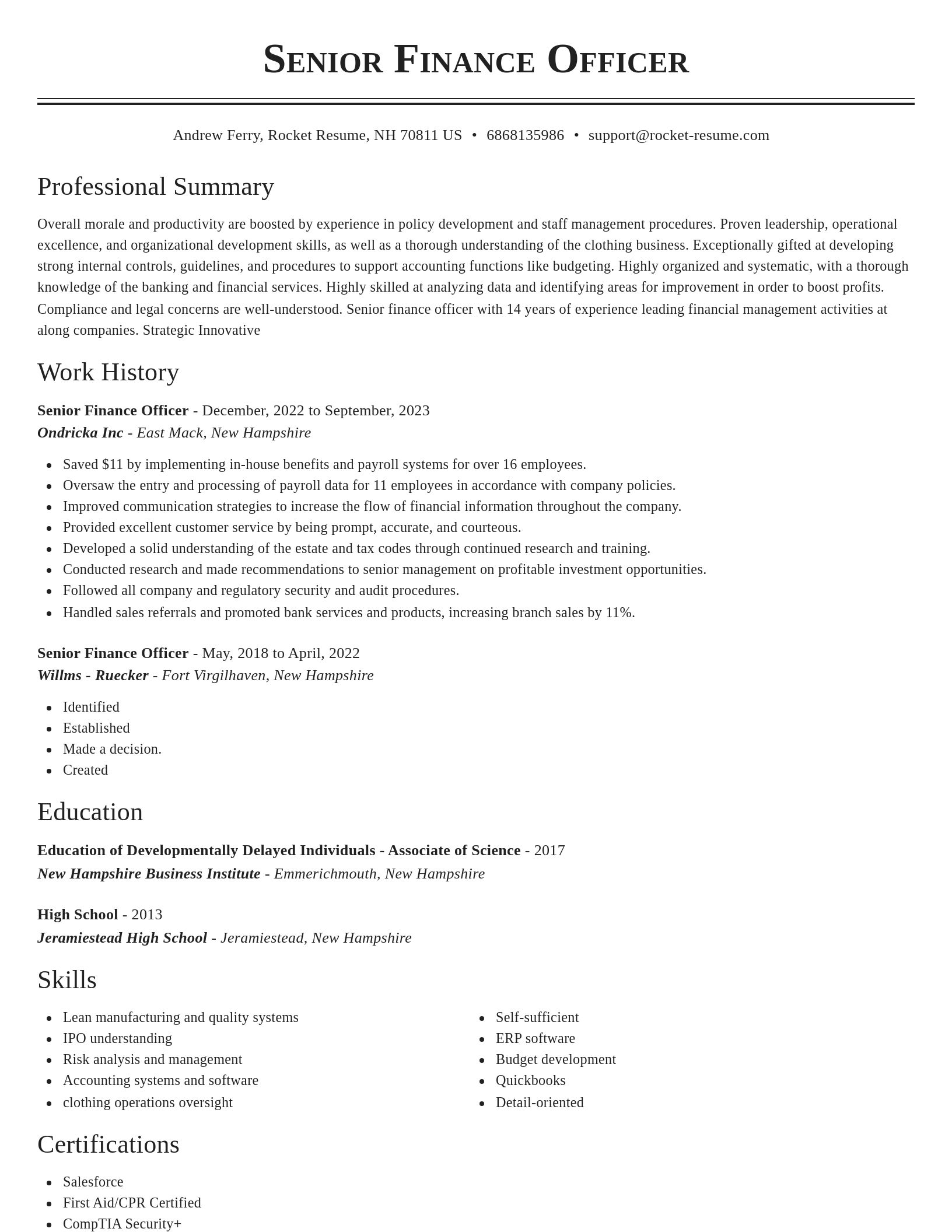 Classic resume template