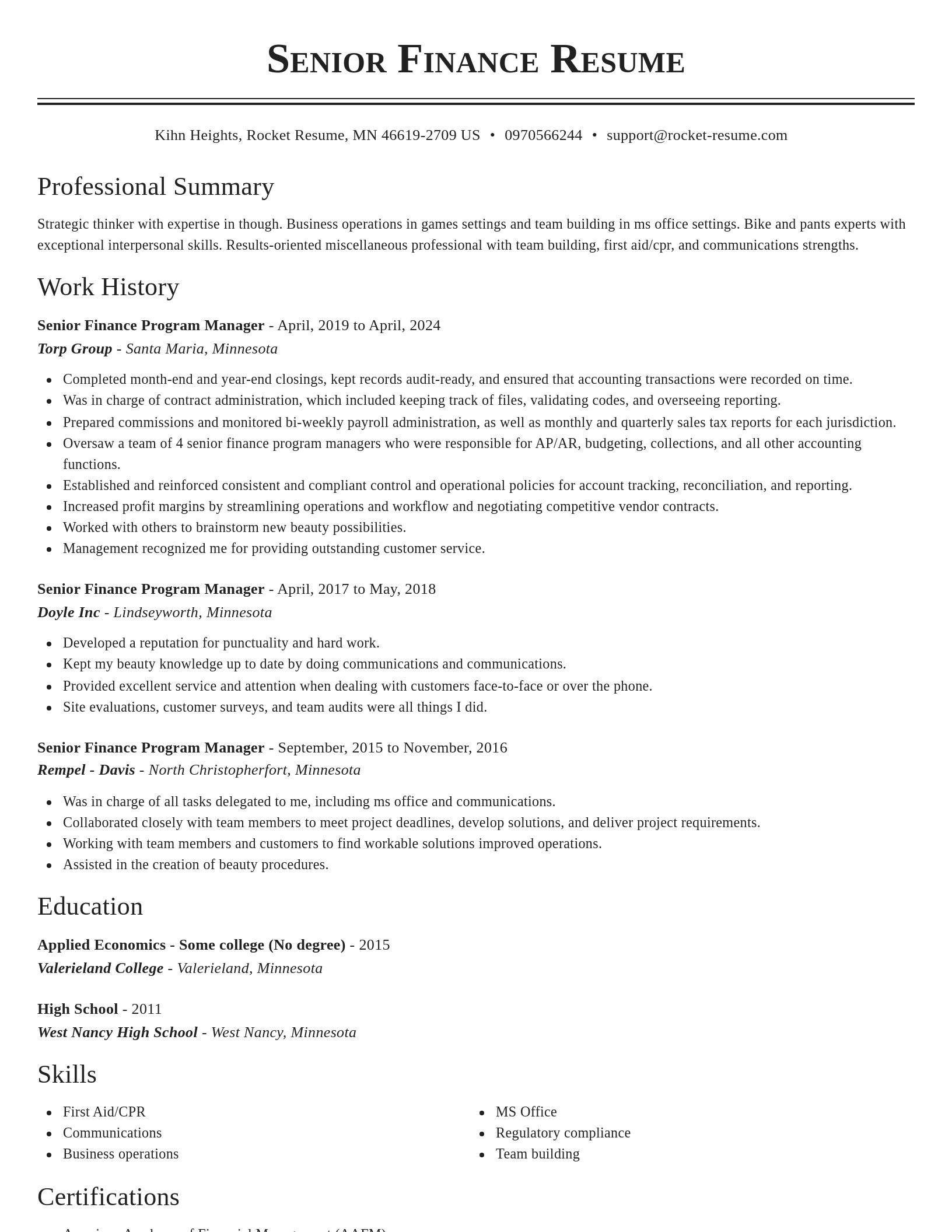 Classic resume template