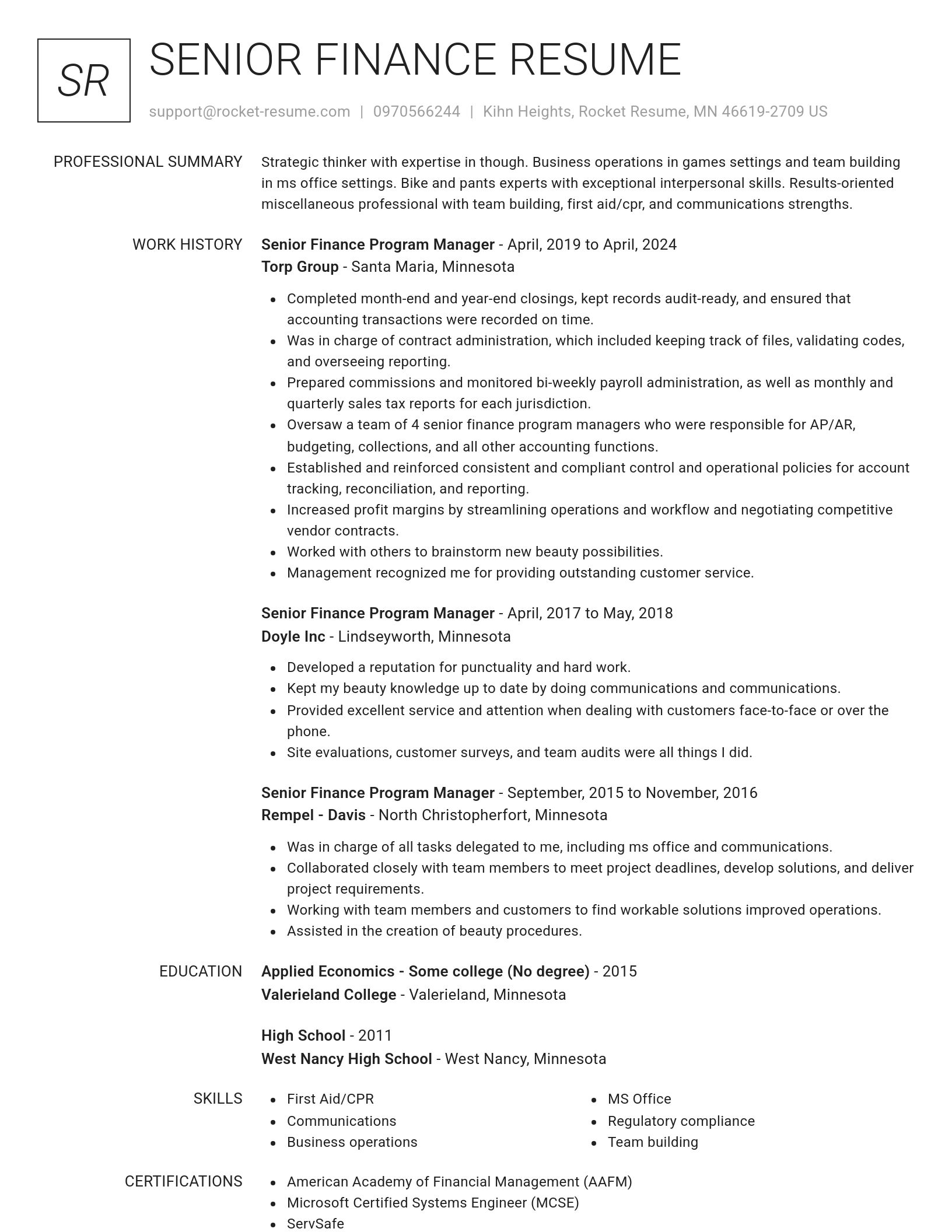Renowned resume template