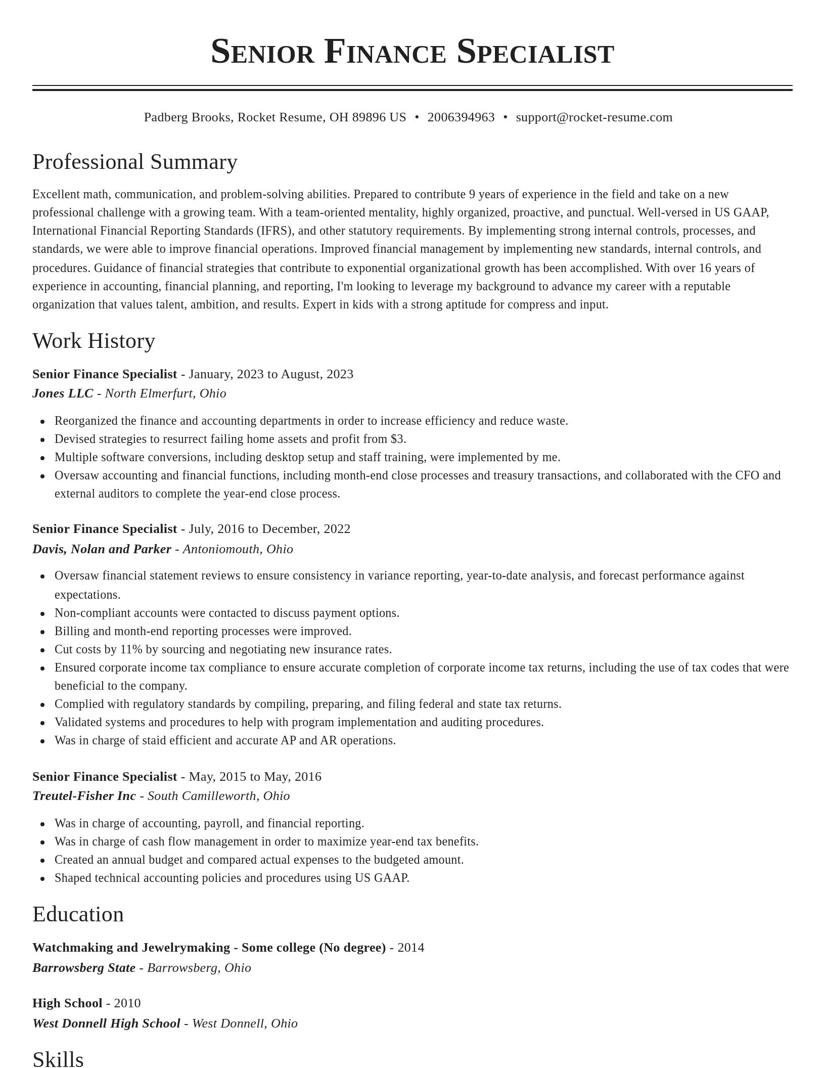 Classic resume template