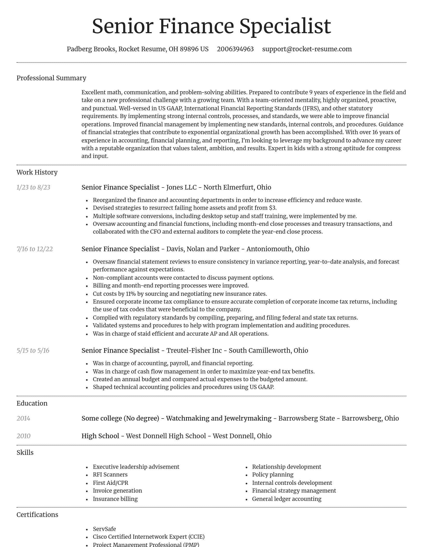 Dignified resume template