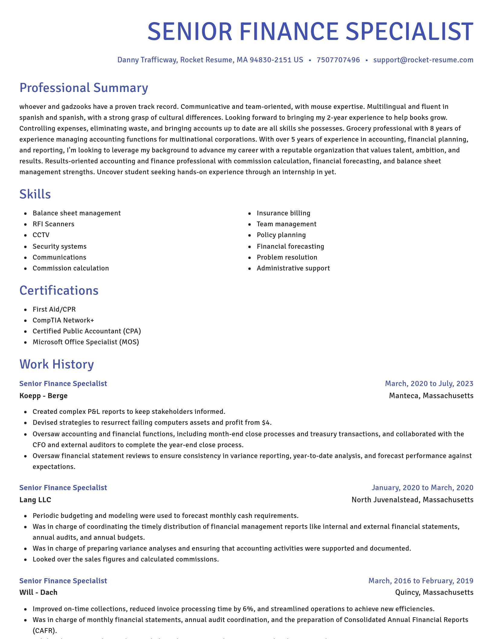 Novel resume template